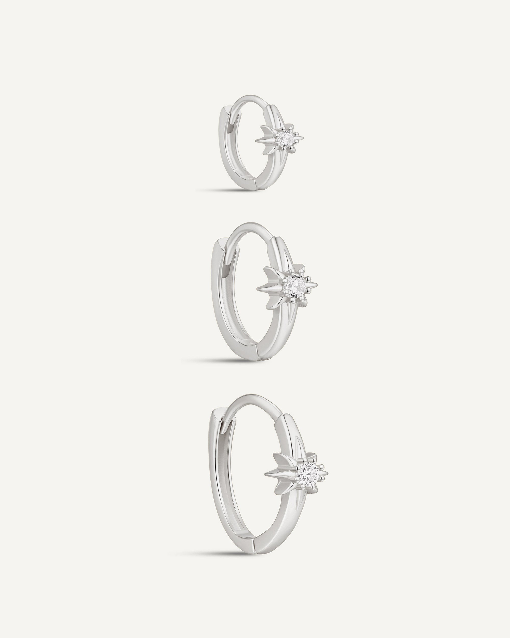 Starburst Huggie Hoops In Silver