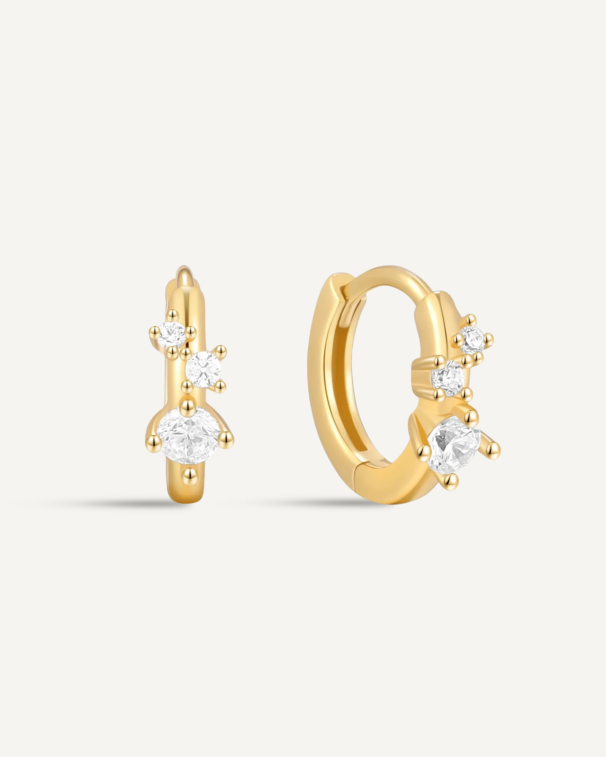 Sprinkle Crystal Huggie Hoops In Gold