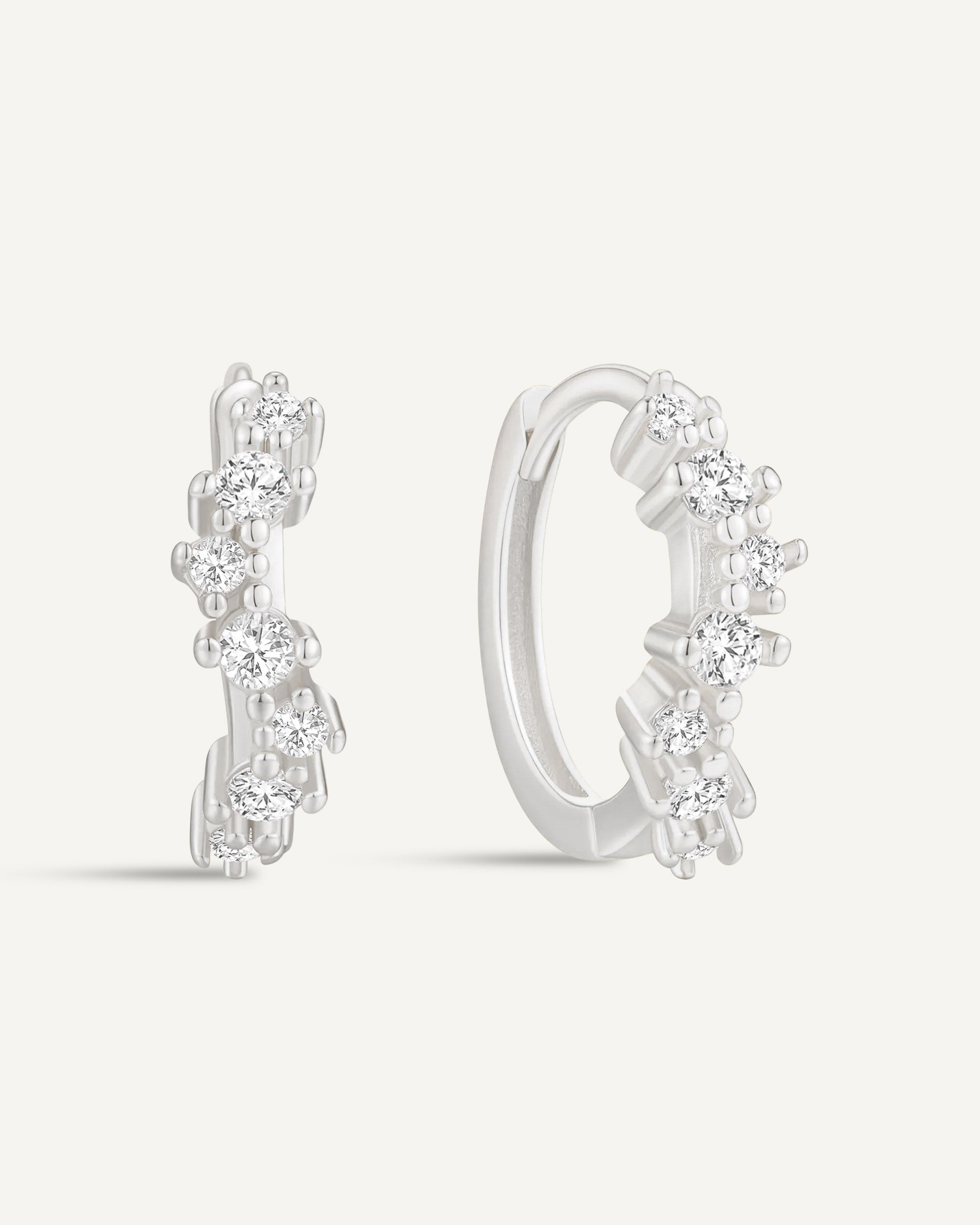 Crystal Wavy Hoop Earrings In Silver