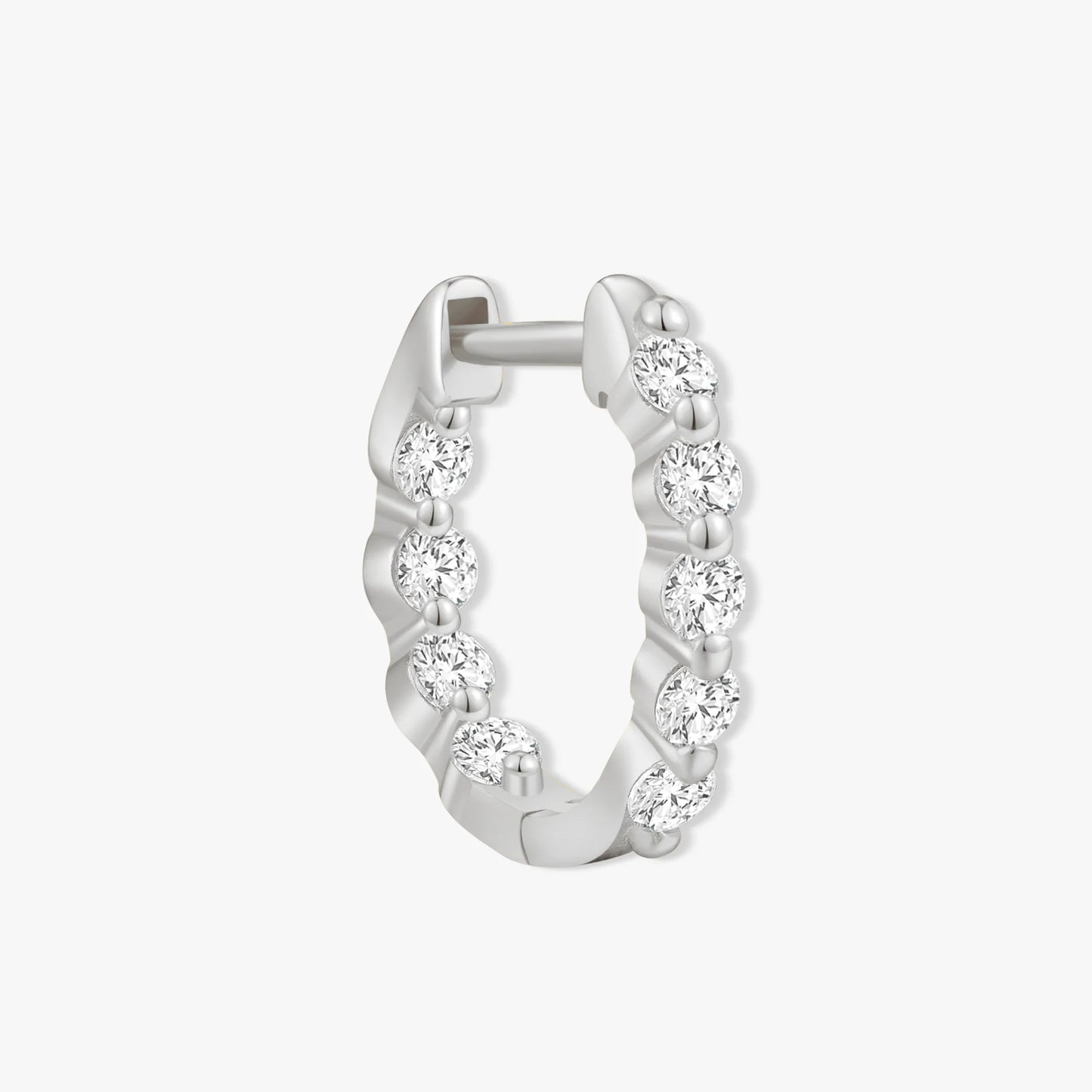 Crystal Paved Hoop Earrings In Silver