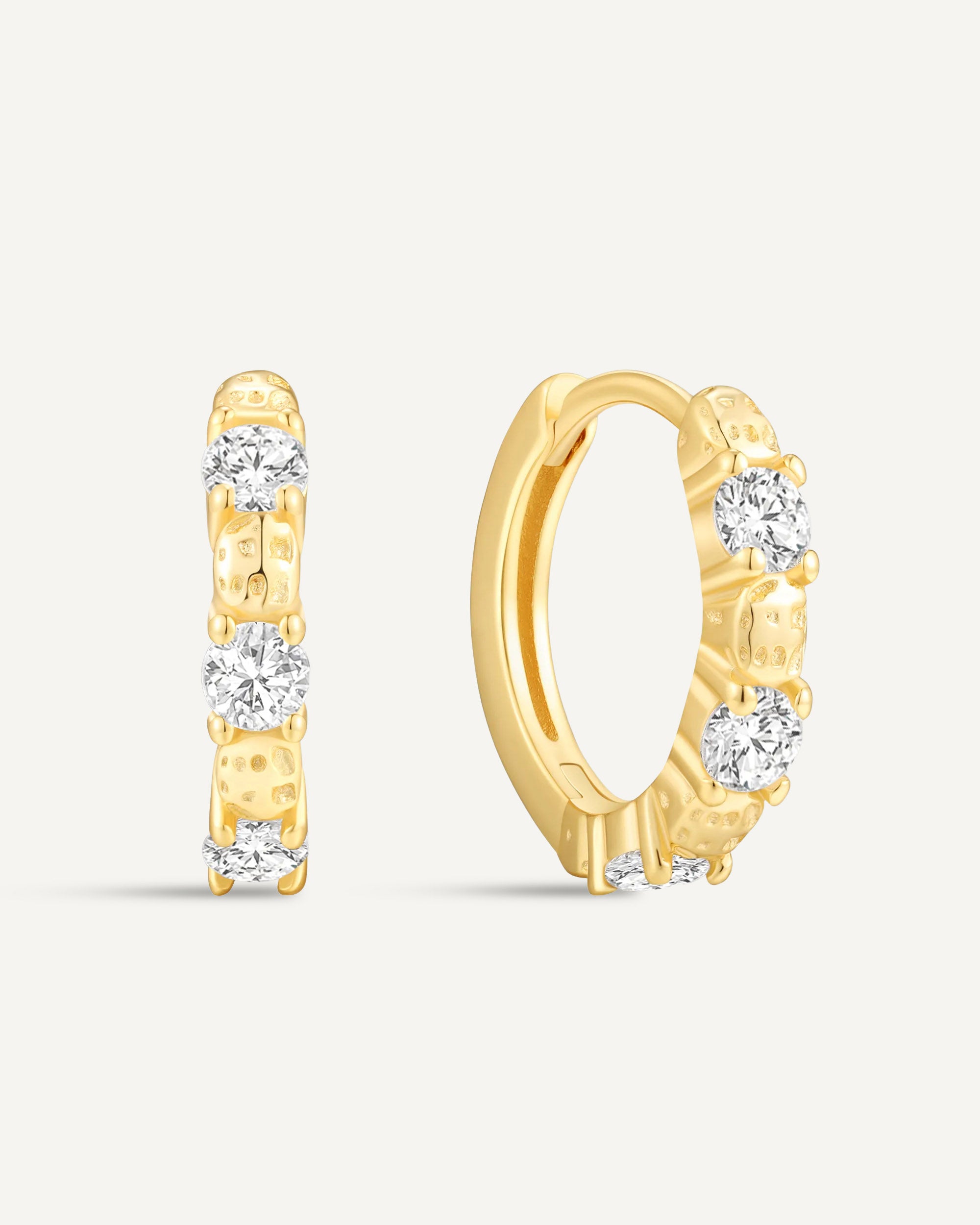 Crystal Paved Hoops In Gold