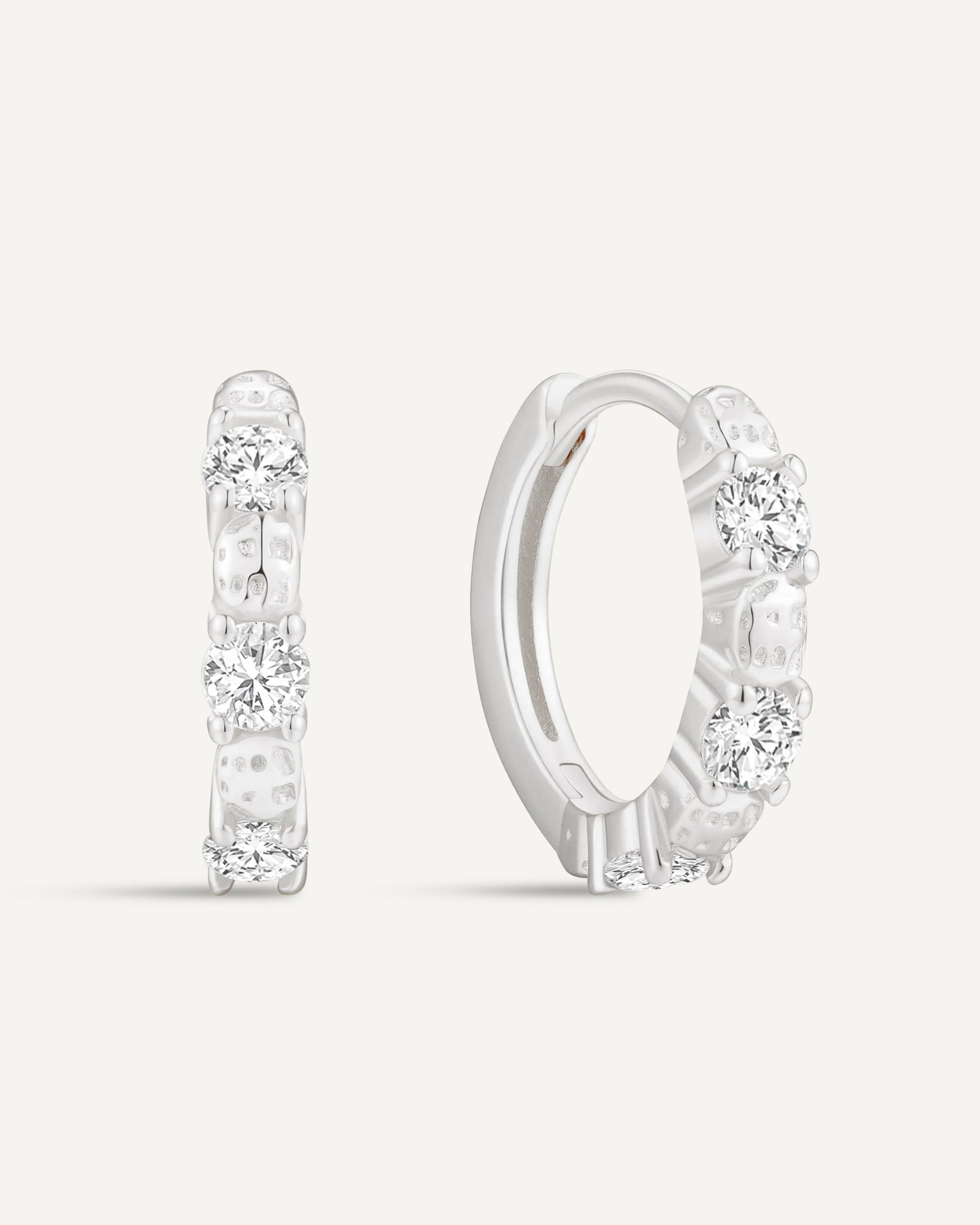 Crystal Paved Hoops In Silver