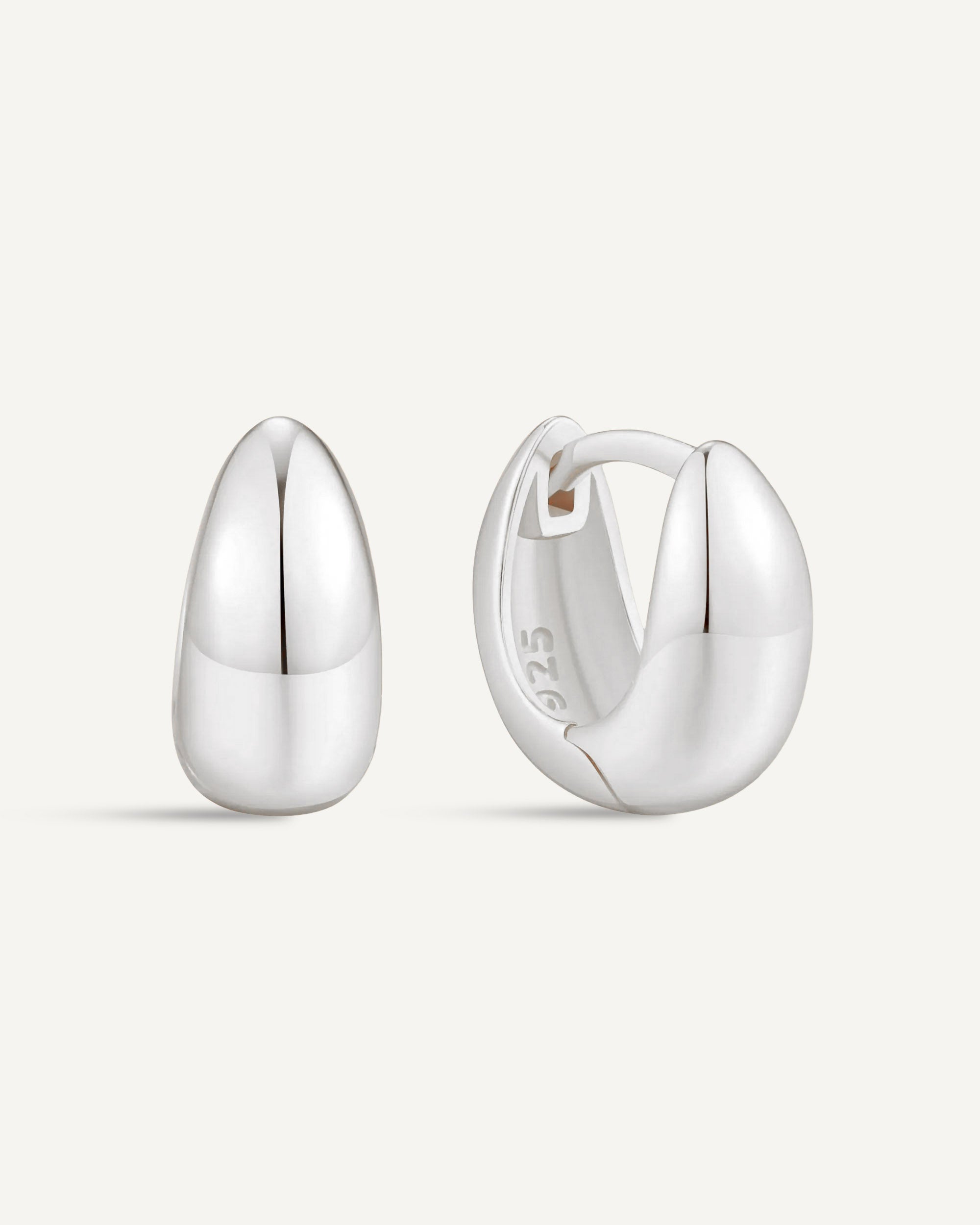 Dome Chubby Huggie Hoops In Silver