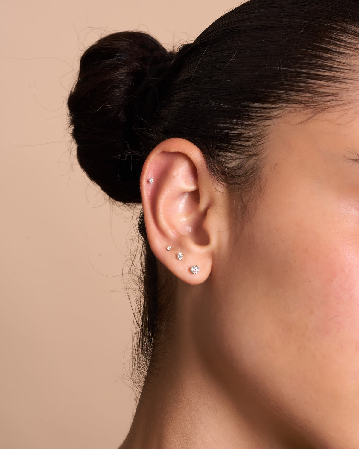 Titanium Crystal Flat Back Studs Set In Gold