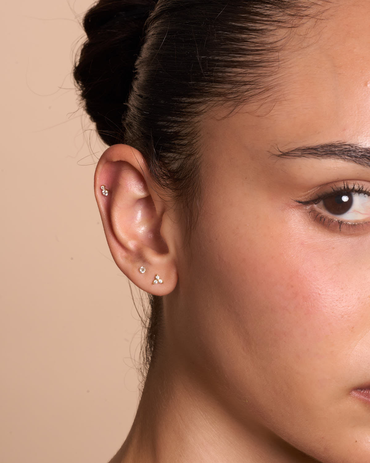 Titanium Crystal Flat Back Studs Set In Gold