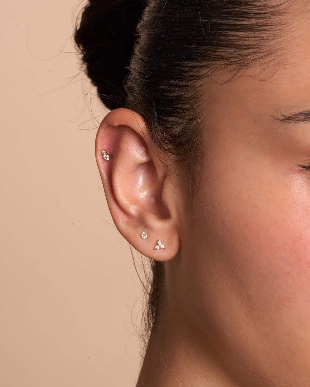Titanium Crystal Flat Back Studs Set In Gold