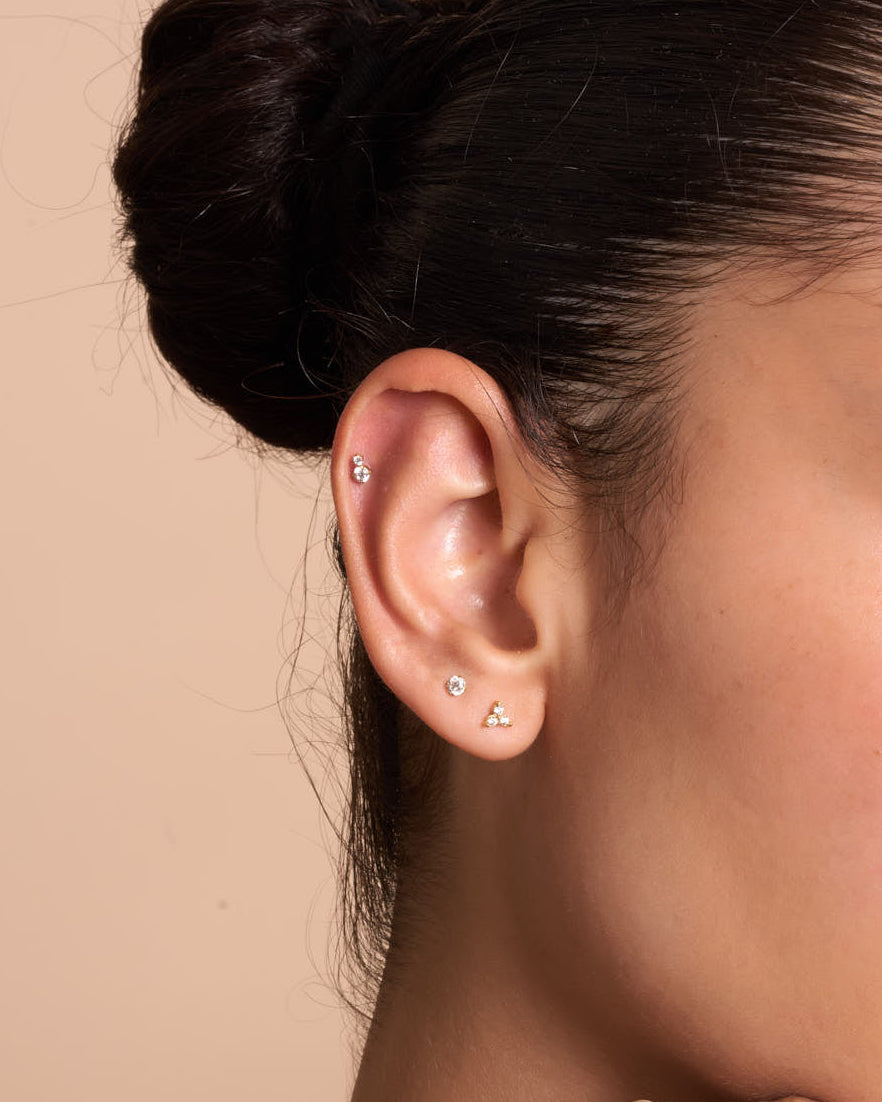 Titanium Crystal Flat Back Studs Set In Gold