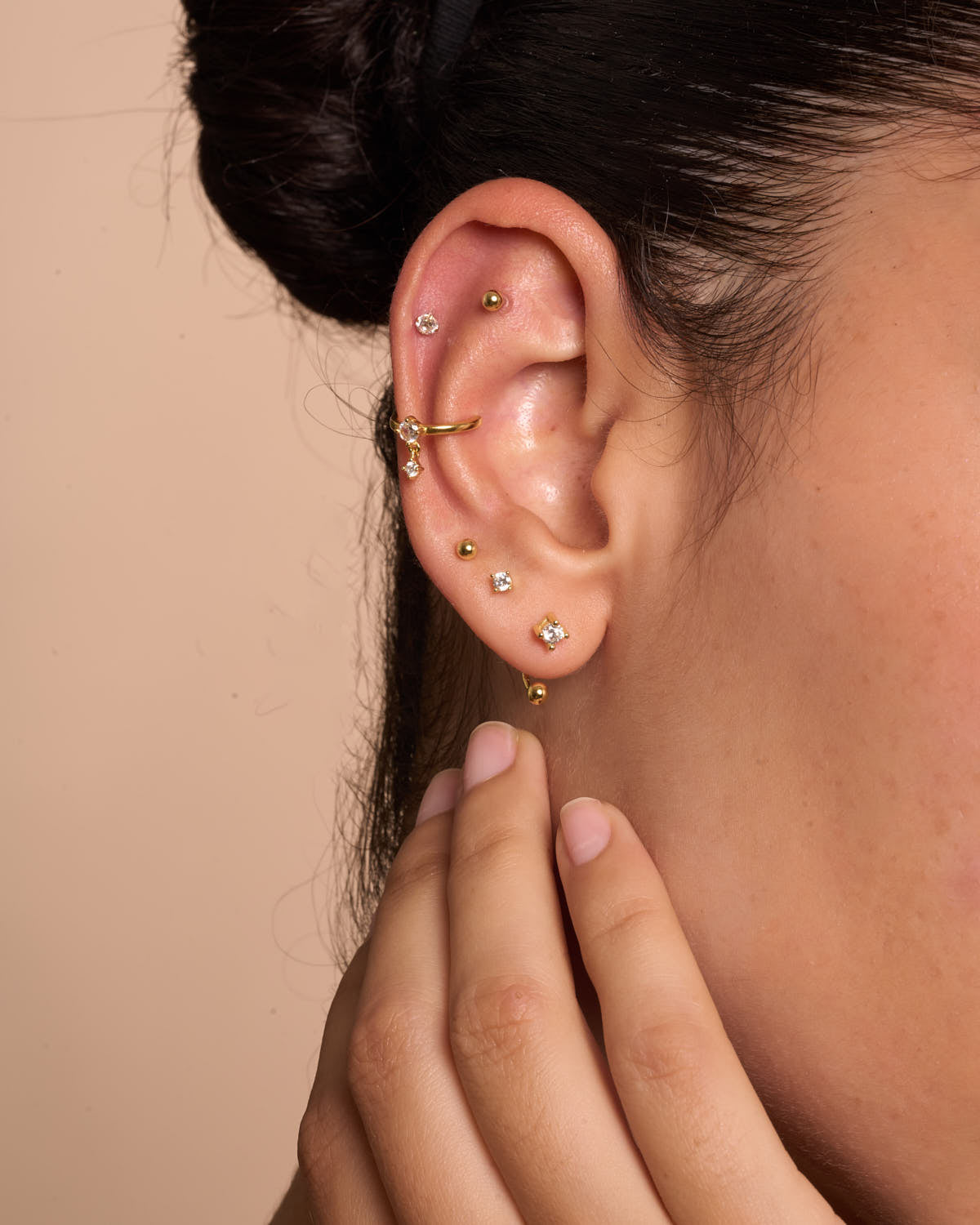 Crystal Drop Ear Cuff In Gold