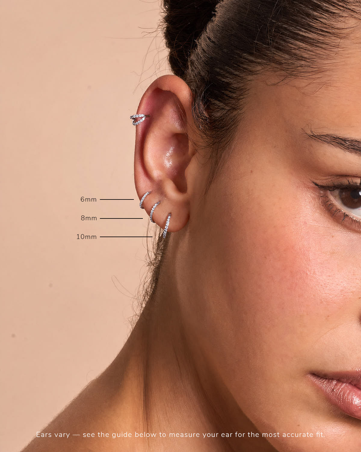Titanium CZ Paved Clicker Hoops Set In Silver