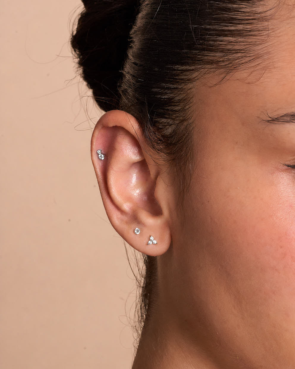 Titanium Crystal Flat Back Studs Set In Silver
