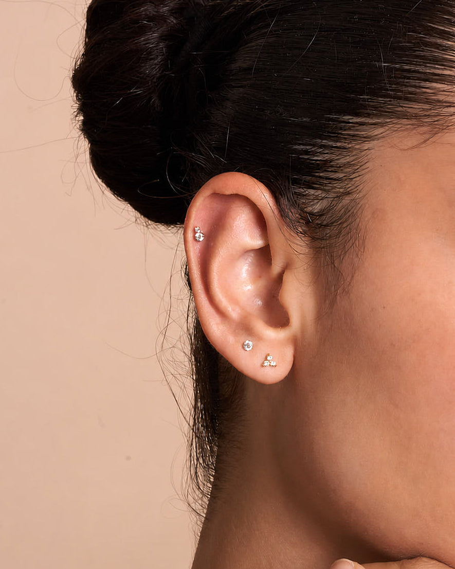 Titanium Crystal Flat Back Studs Set In Silver