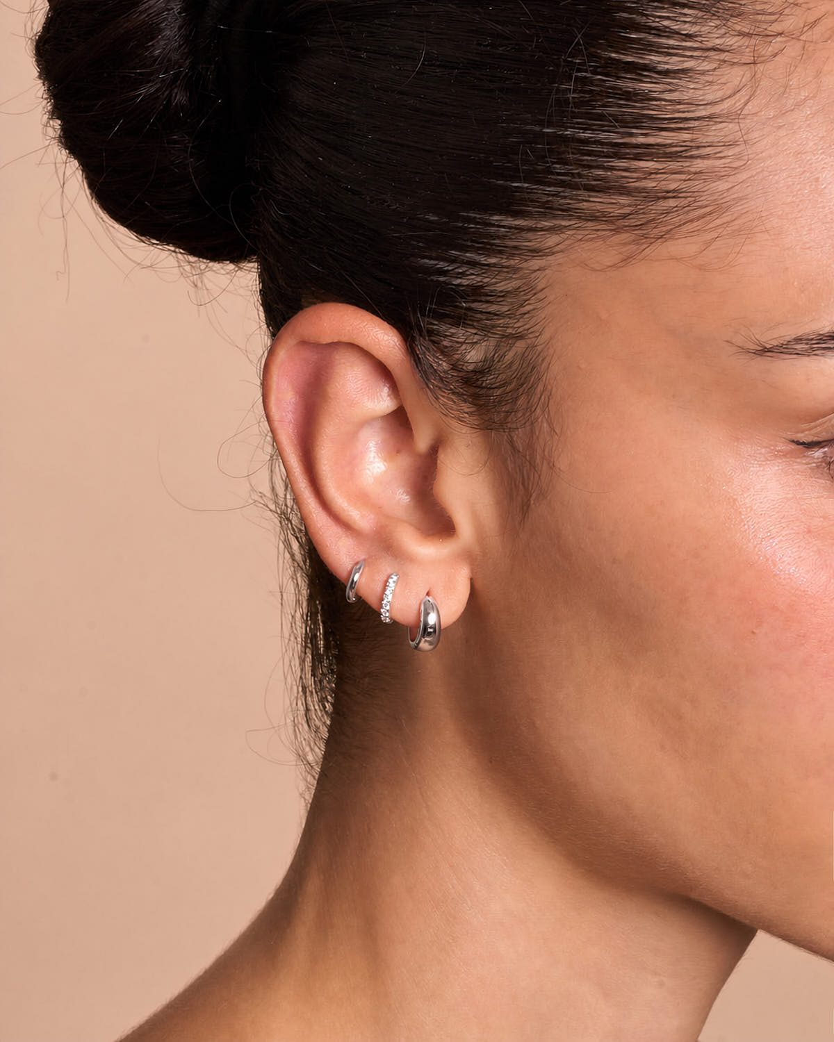 Everyday Huggie Hoops Set In Silver