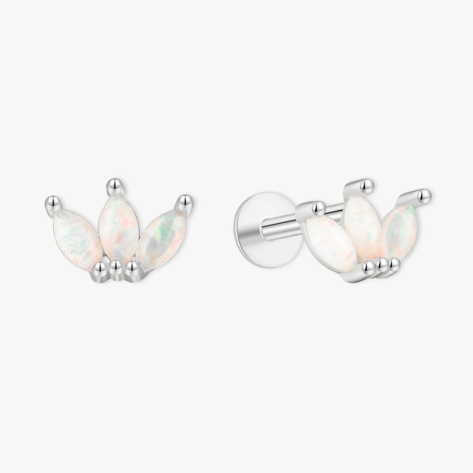 Opal Marquise Cluster Studs in Silver