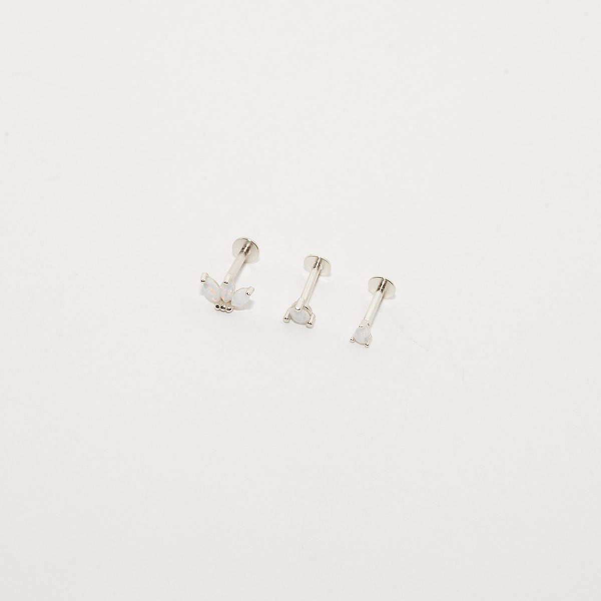 Opal Stud Earrings Set In Silver