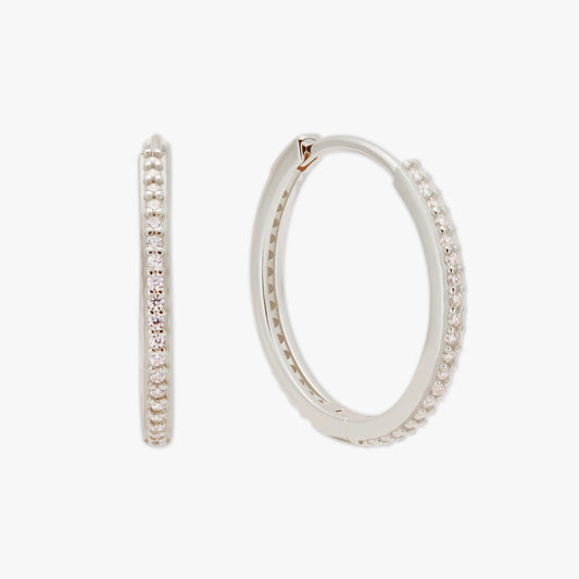 Pavé Crystal Hoop Earrings In Silver