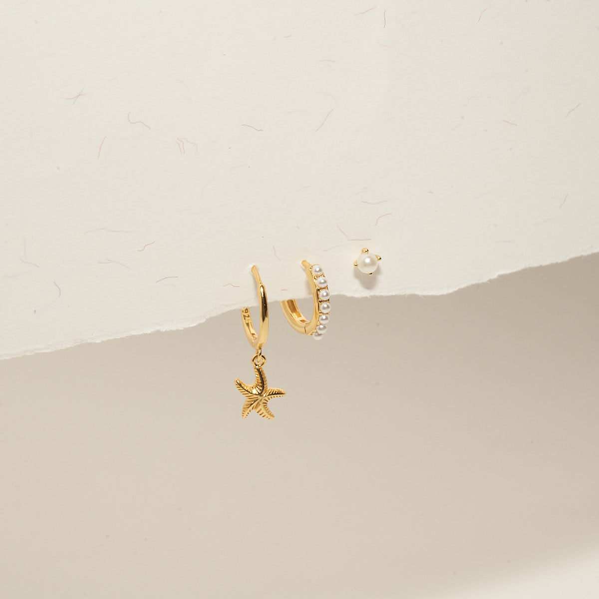 Pearl Hoop Stack In Gold