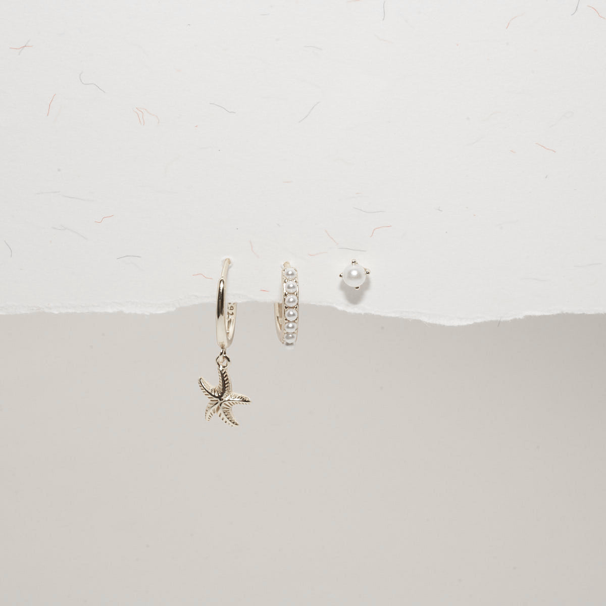 Pearl Hoop Stack In Silver