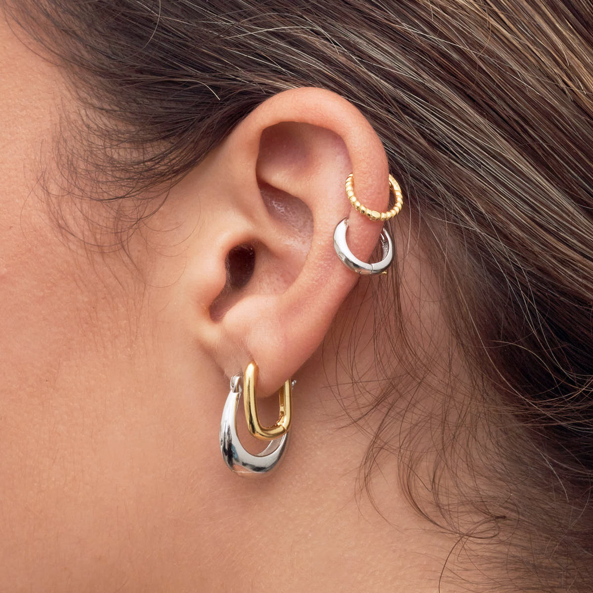 Rope Twist Helix Hoop In Gold