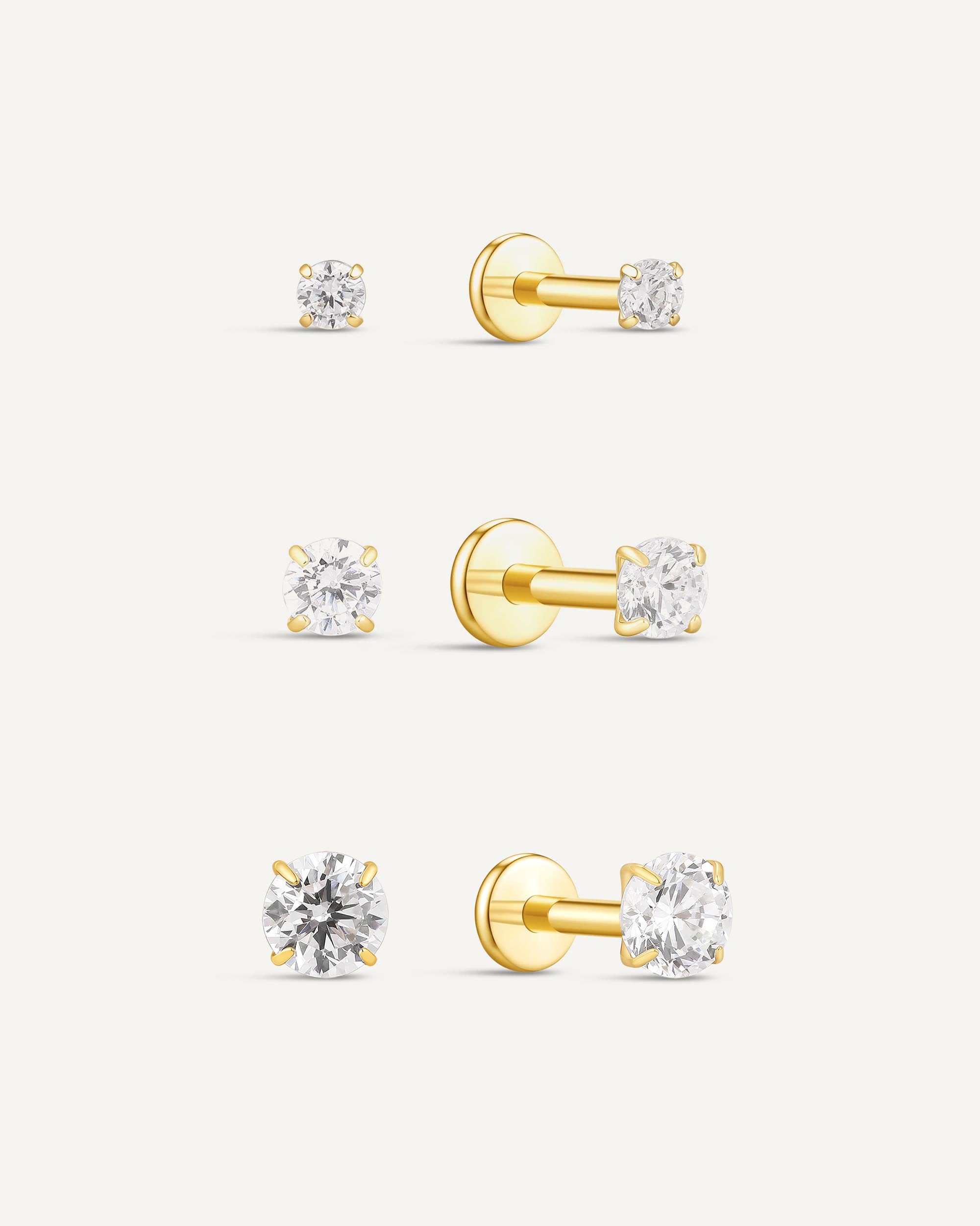 Titanium Crystal Flat Back Studs Set In Gold
