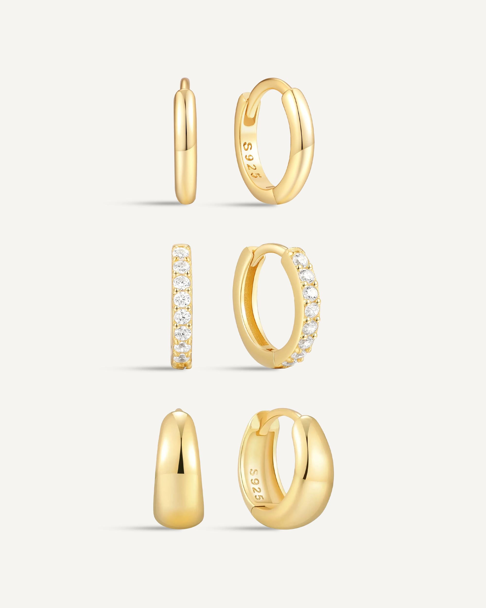 Everyday Huggie Hoops Set In Gold