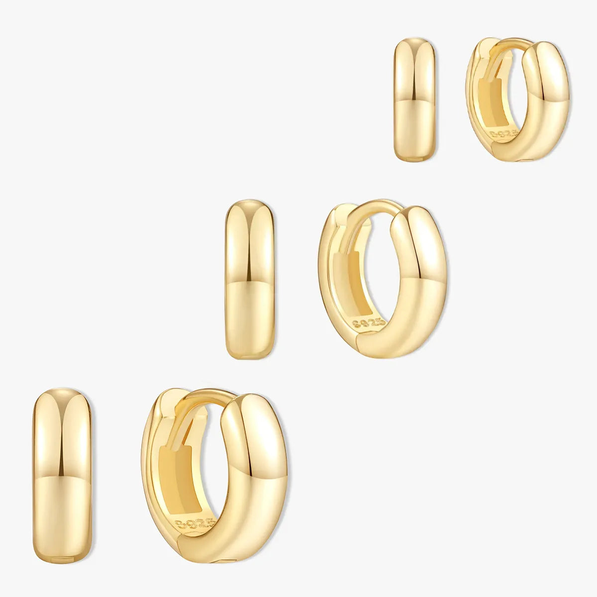 Chunky Bold Huggie Hoops Set in Gold