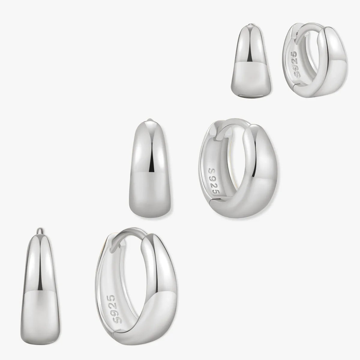 Everyday Tapered Huggies Set in Silver