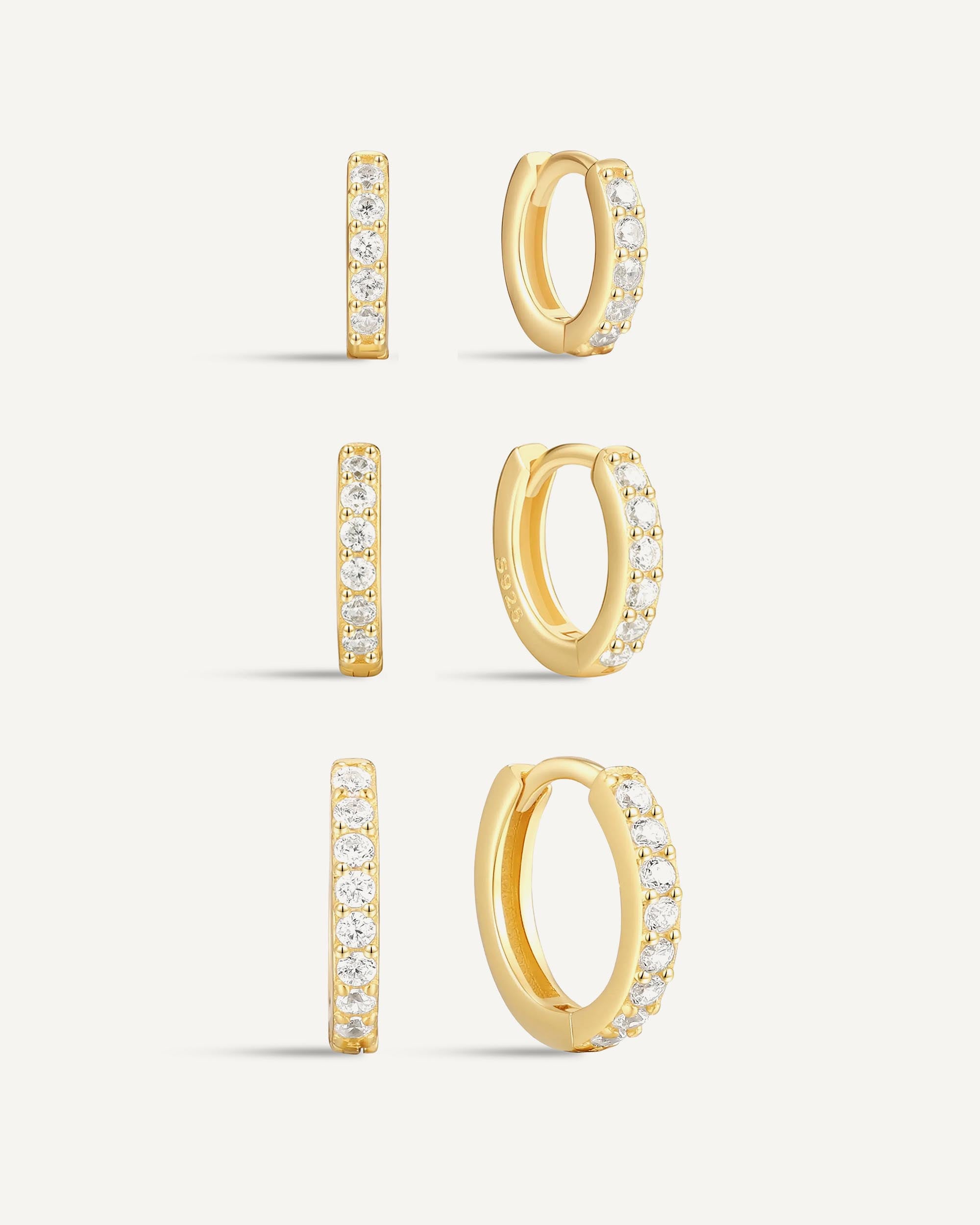 Crystal Paved Huggies Set in Gold