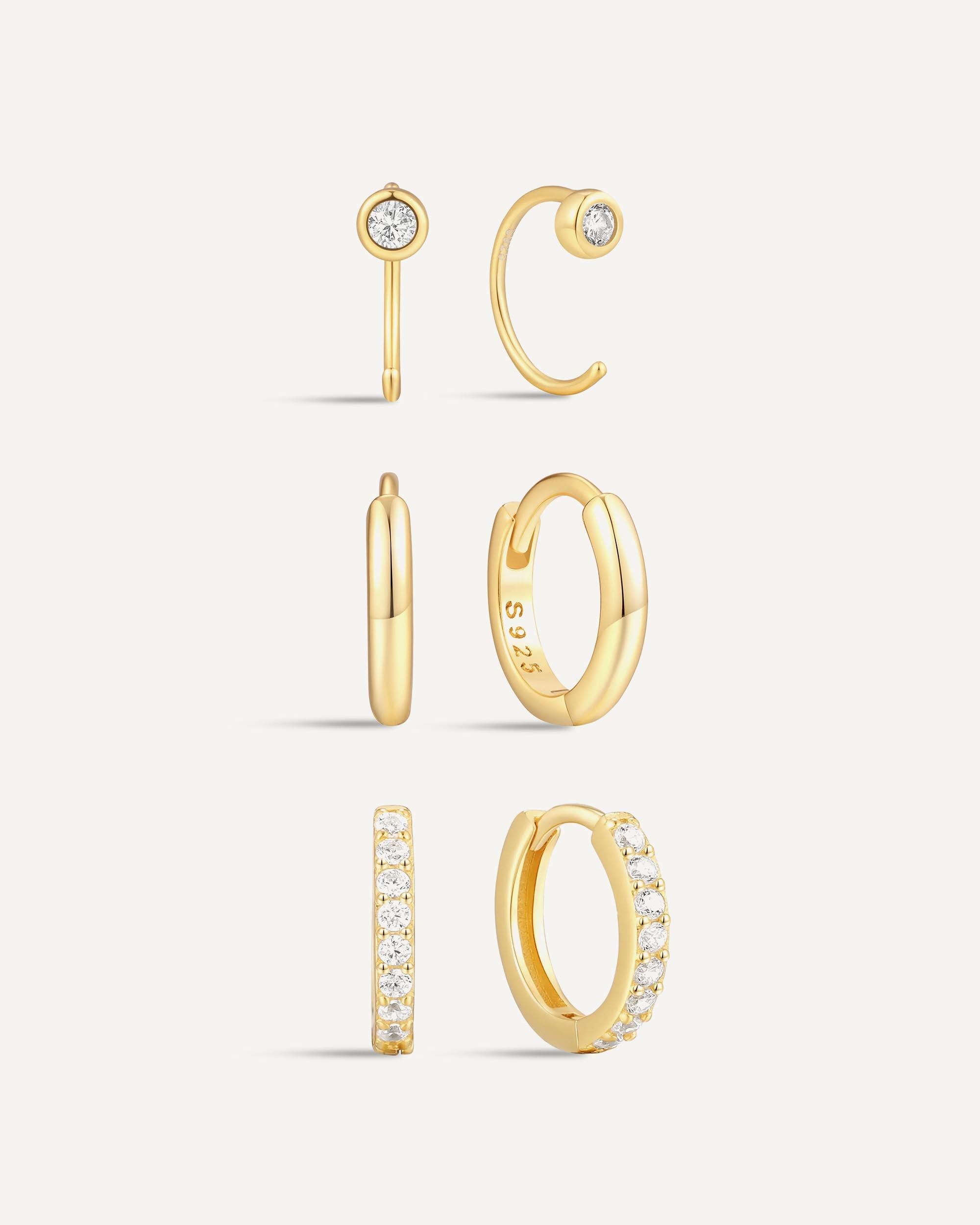 Essential Hoops Set with Crystals In Gold