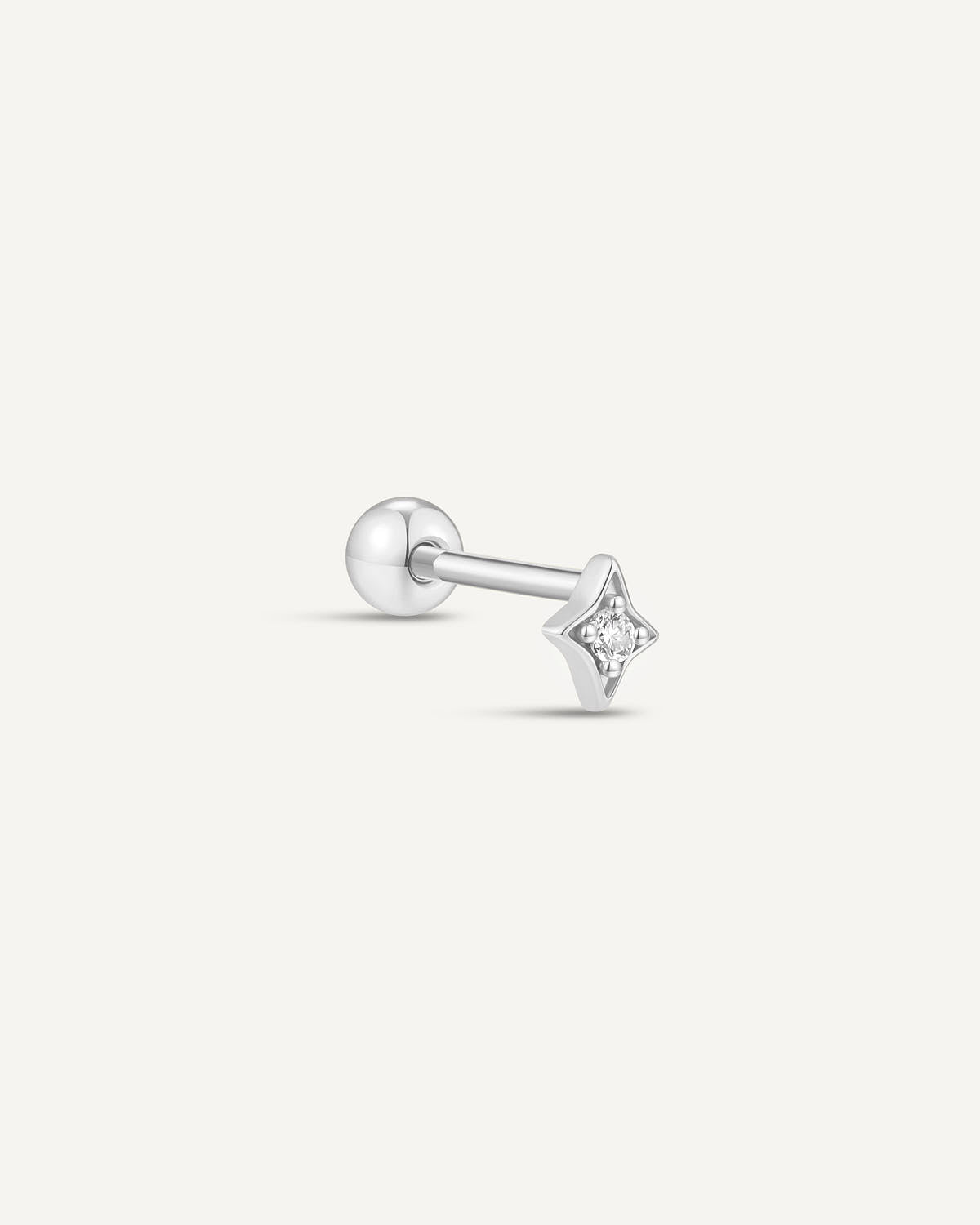 Small Star Crystal Barbell Studs in Silver