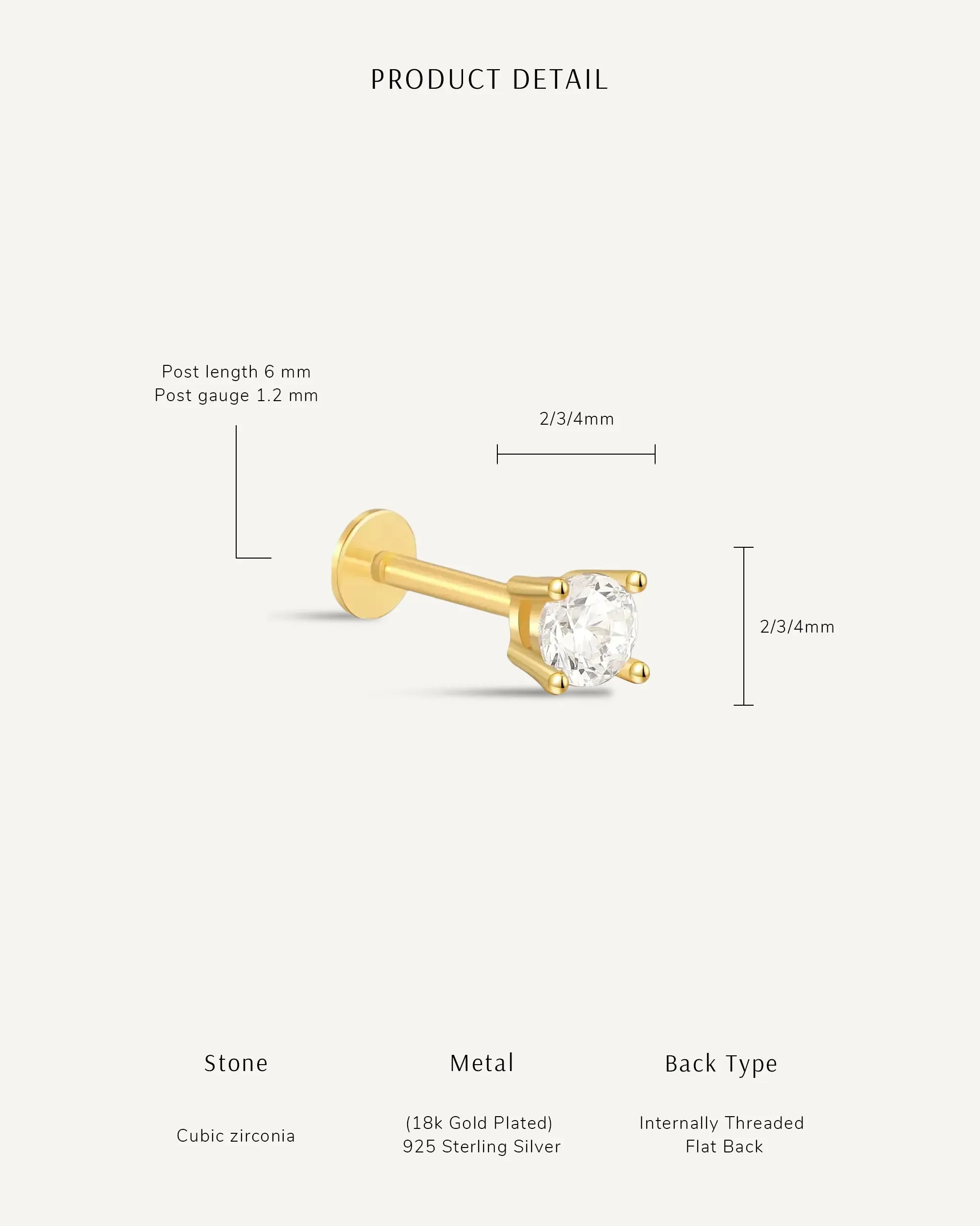 Essential Flat Back Diamond Studs In Gold