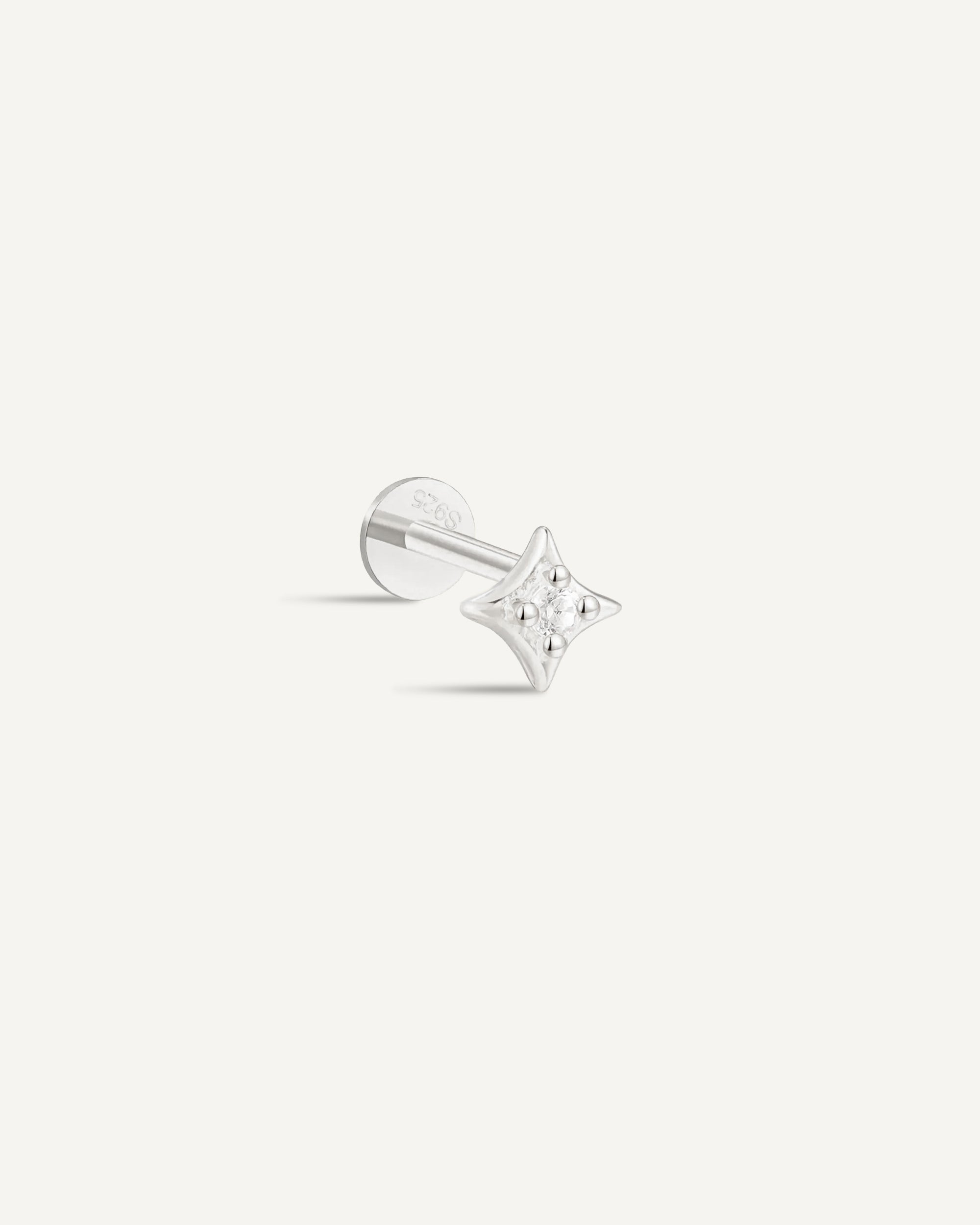 Cosmic Star Flat Back Stud in Silver