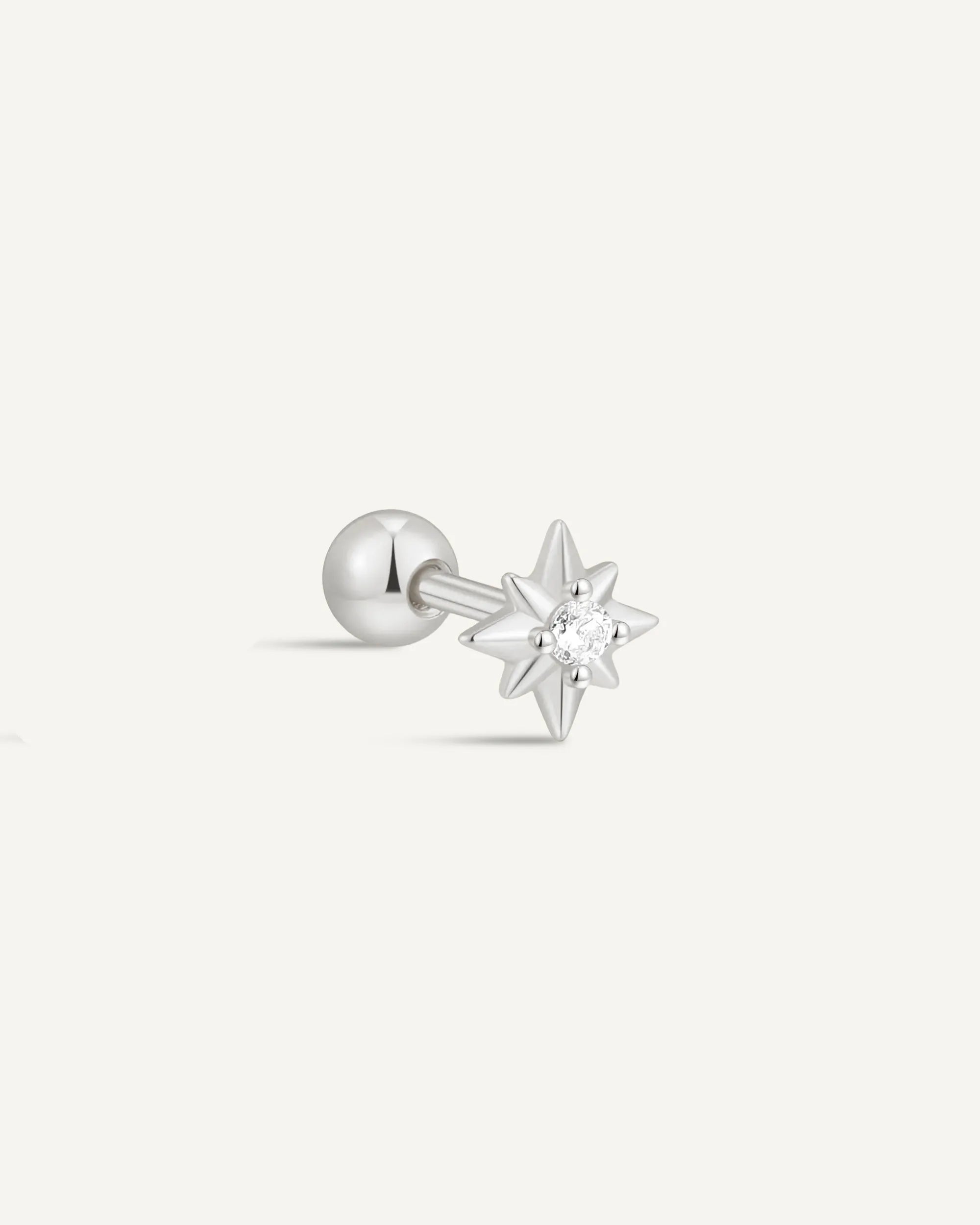 Starburst Helix Barbell Stud in Silver