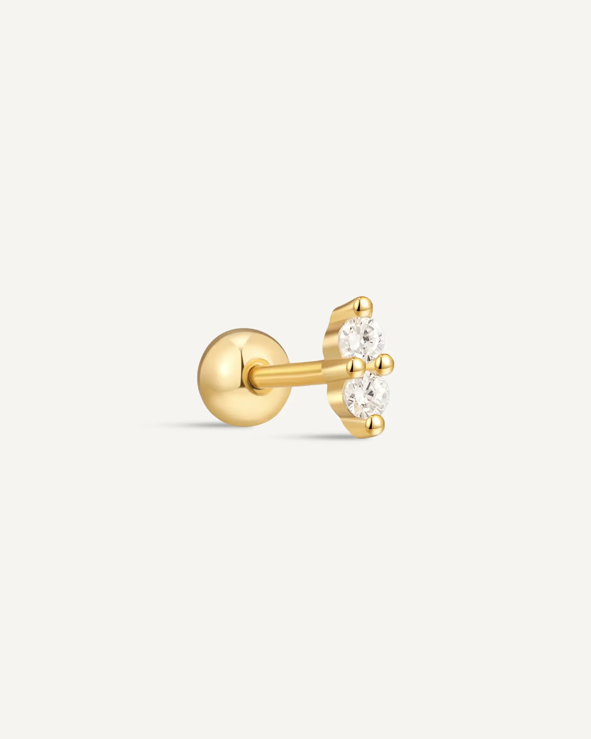 Duo Helix Crystal Barbell Stud In Gold