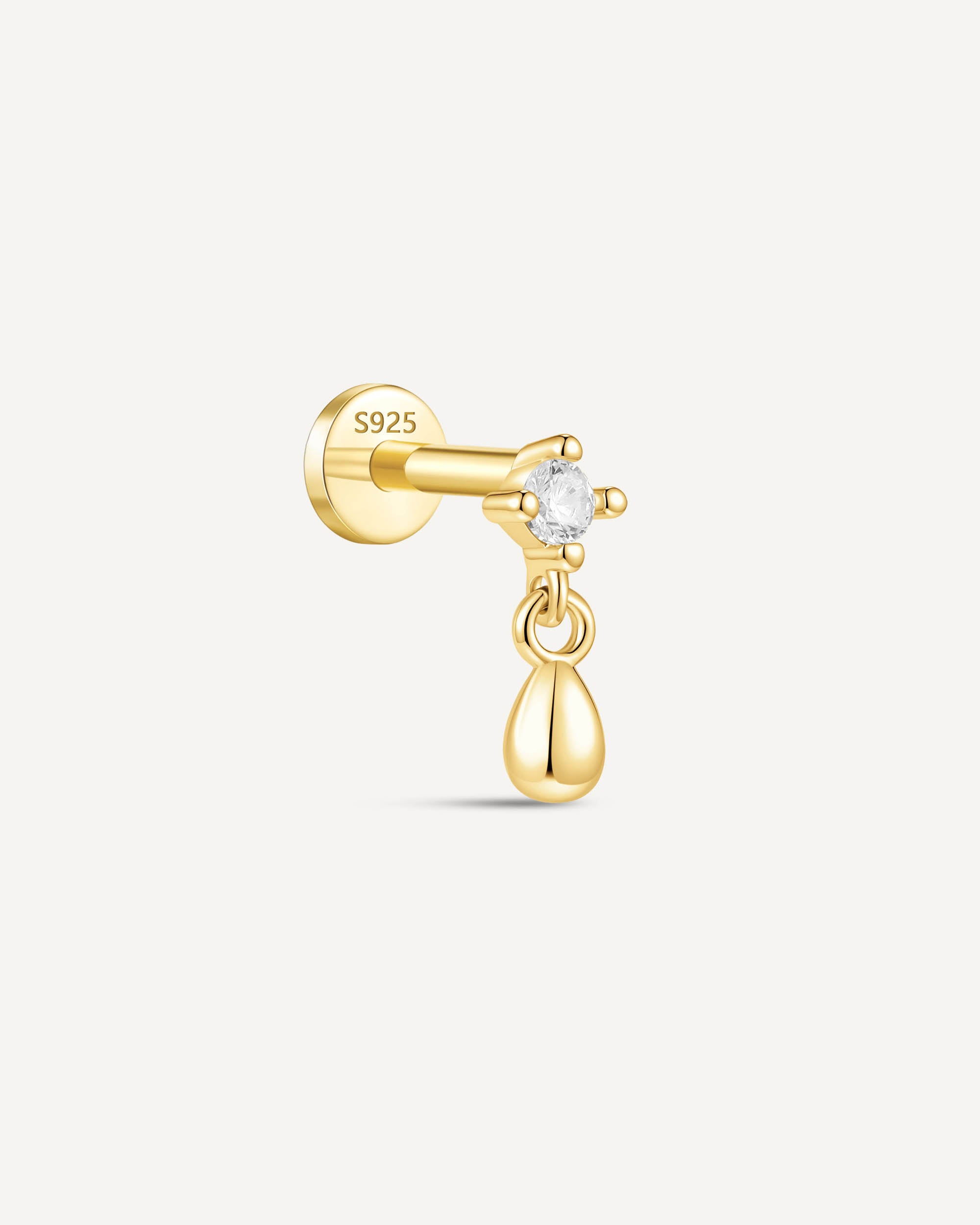 Crystal Teardrop Dangle Flat Back Stud In Gold