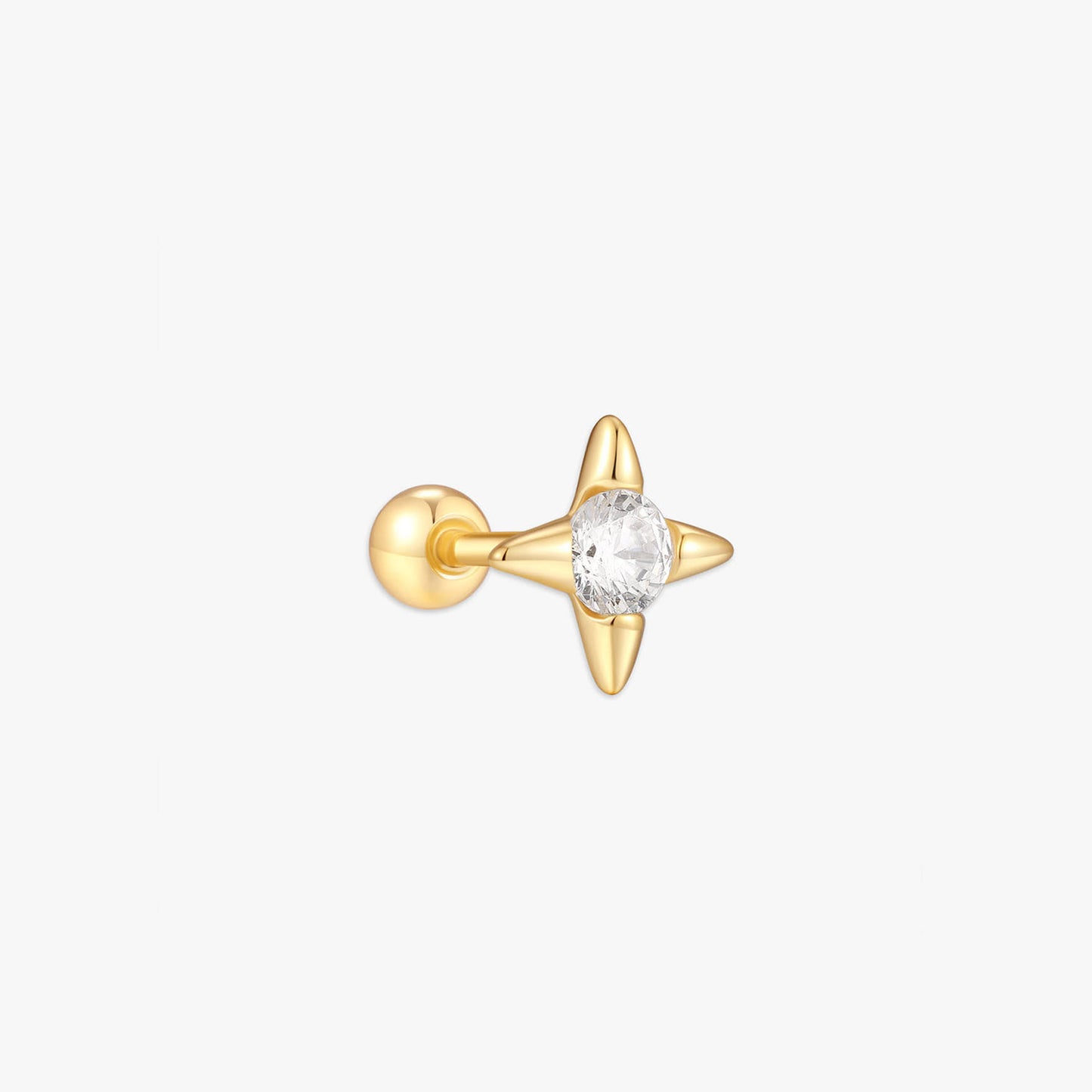 North Star CZ Barbell Studs in Gold