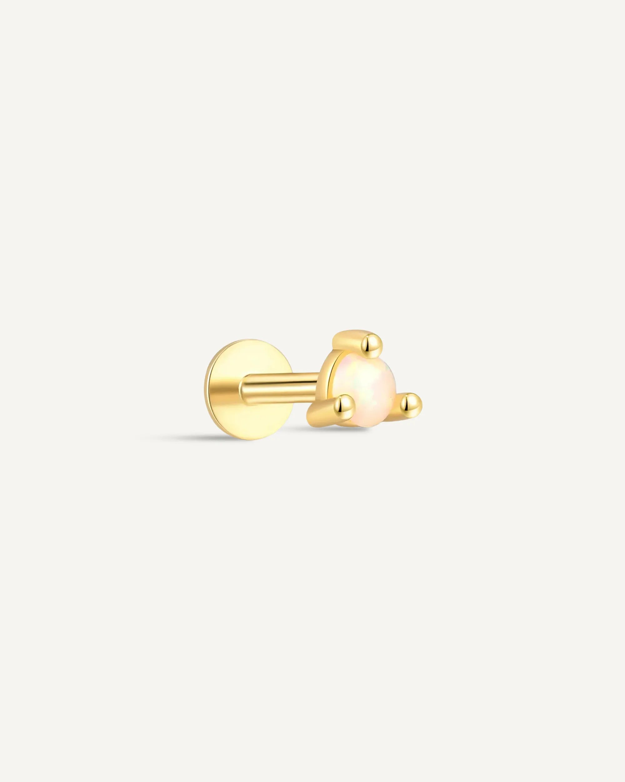 Round Helix Opal Flat Back Stud In Gold