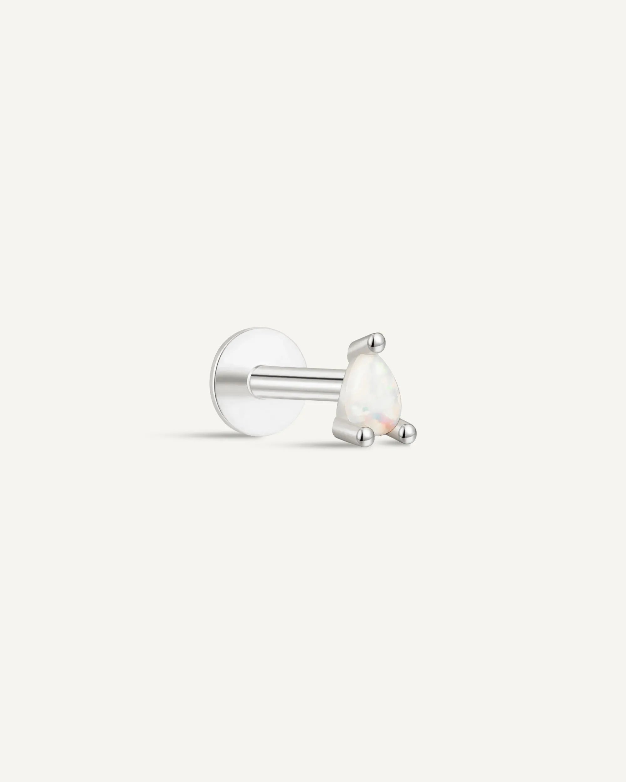 Teardrop Helix Opal Flat Back Stud In Silver