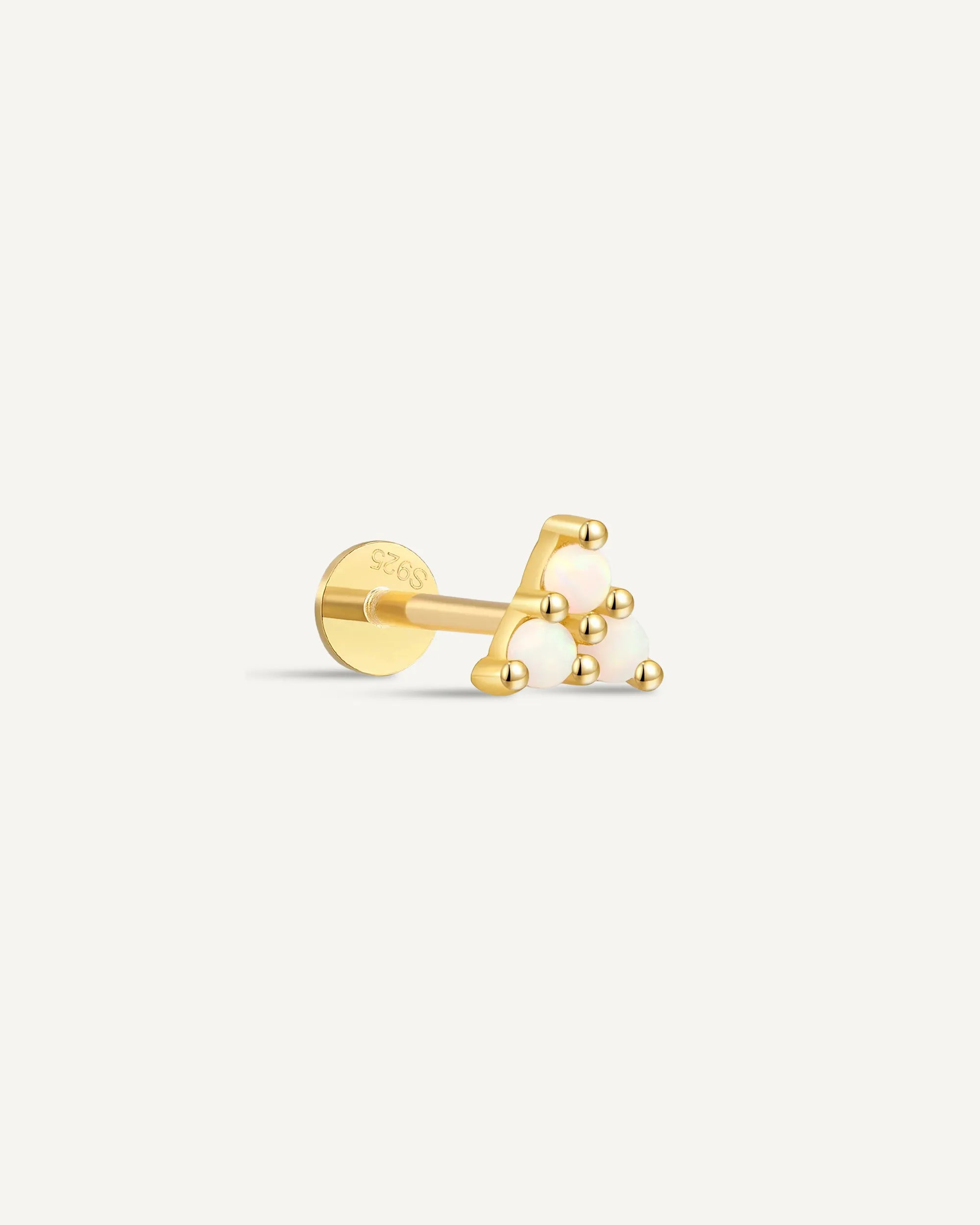 Triple Opal Flat Back Stud In Gold