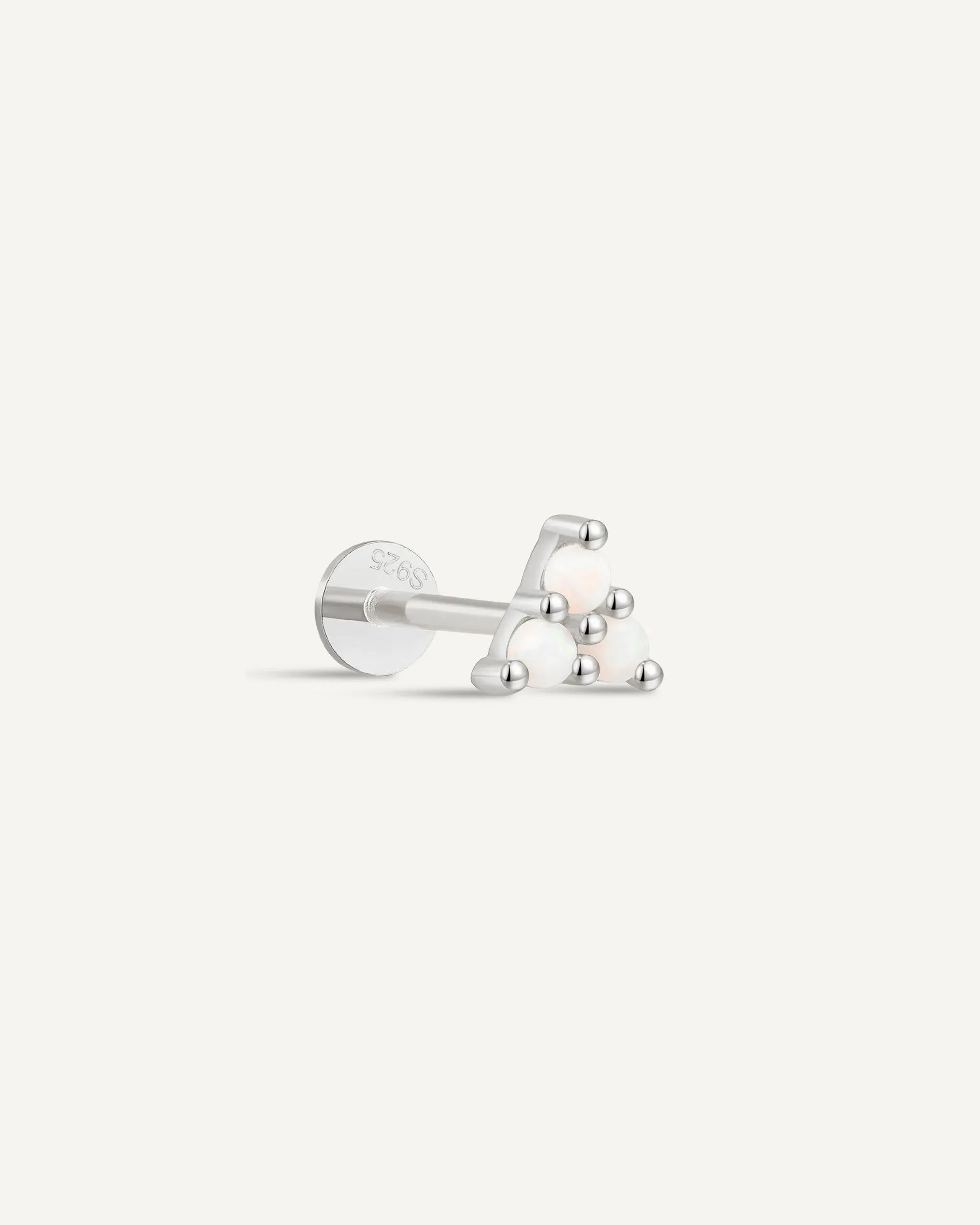 Triple Opal Flat Back Stud In Silver