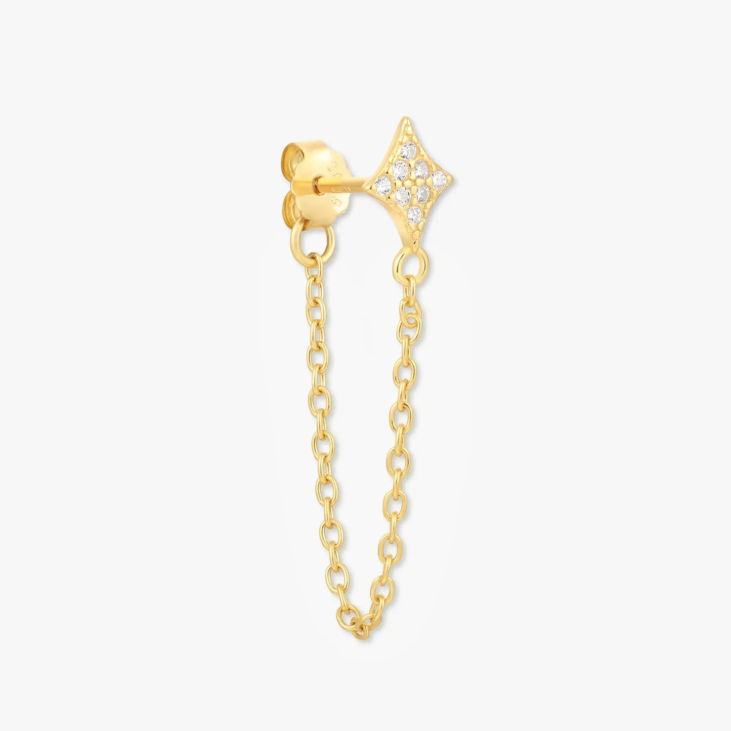 Starburst Chain Stud Earrings In Gold