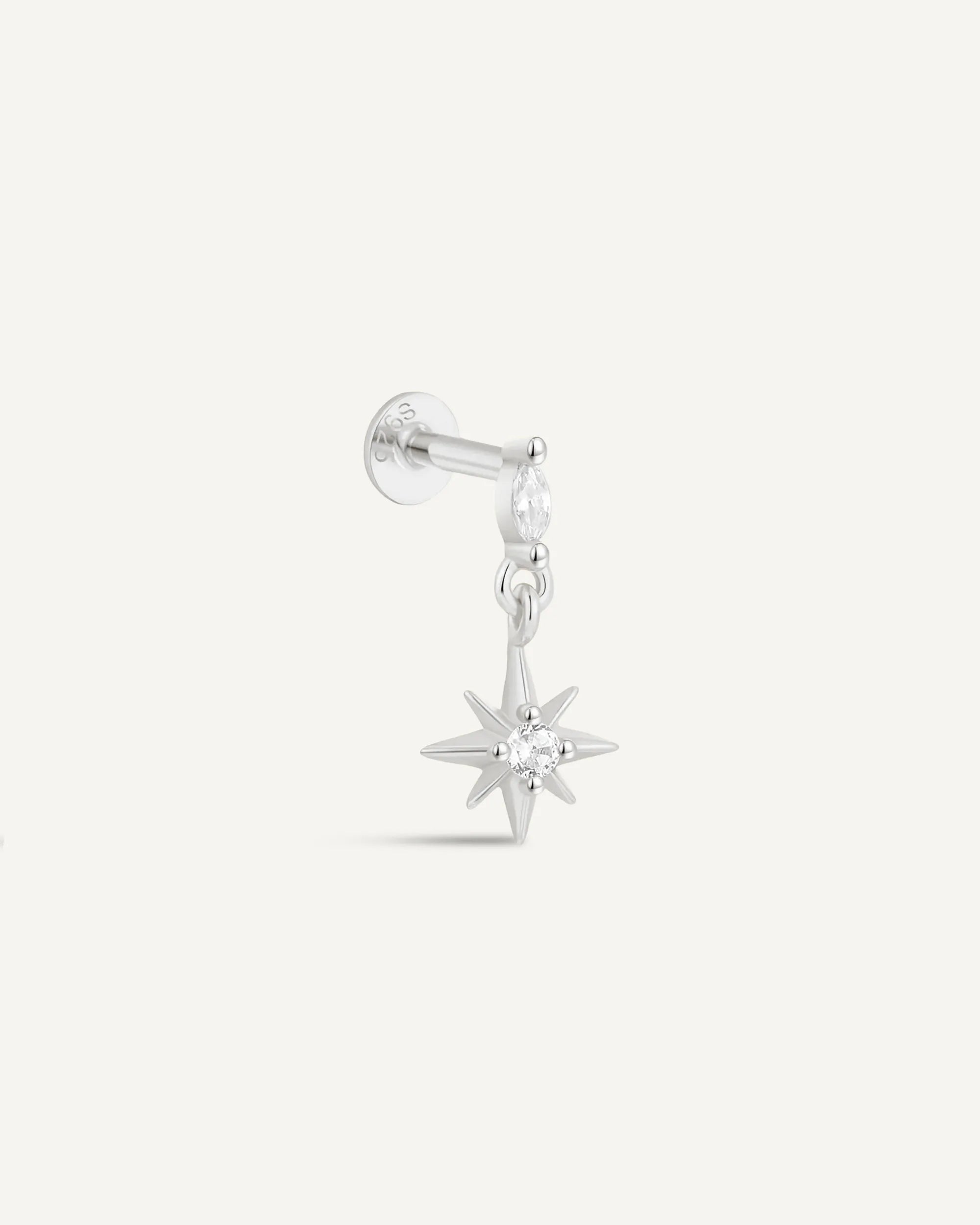 Twilight Star Flat Back Studs in Silver