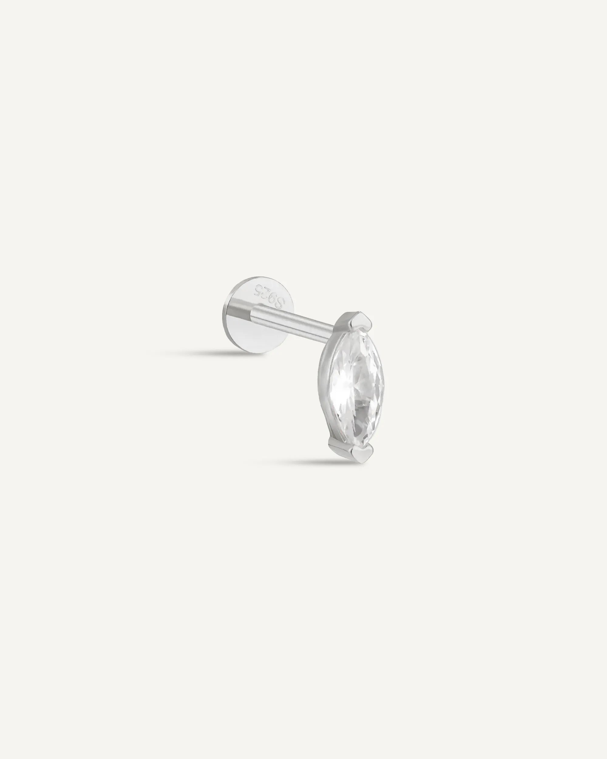 Crystal Marquise Flat Back Stud in Silver