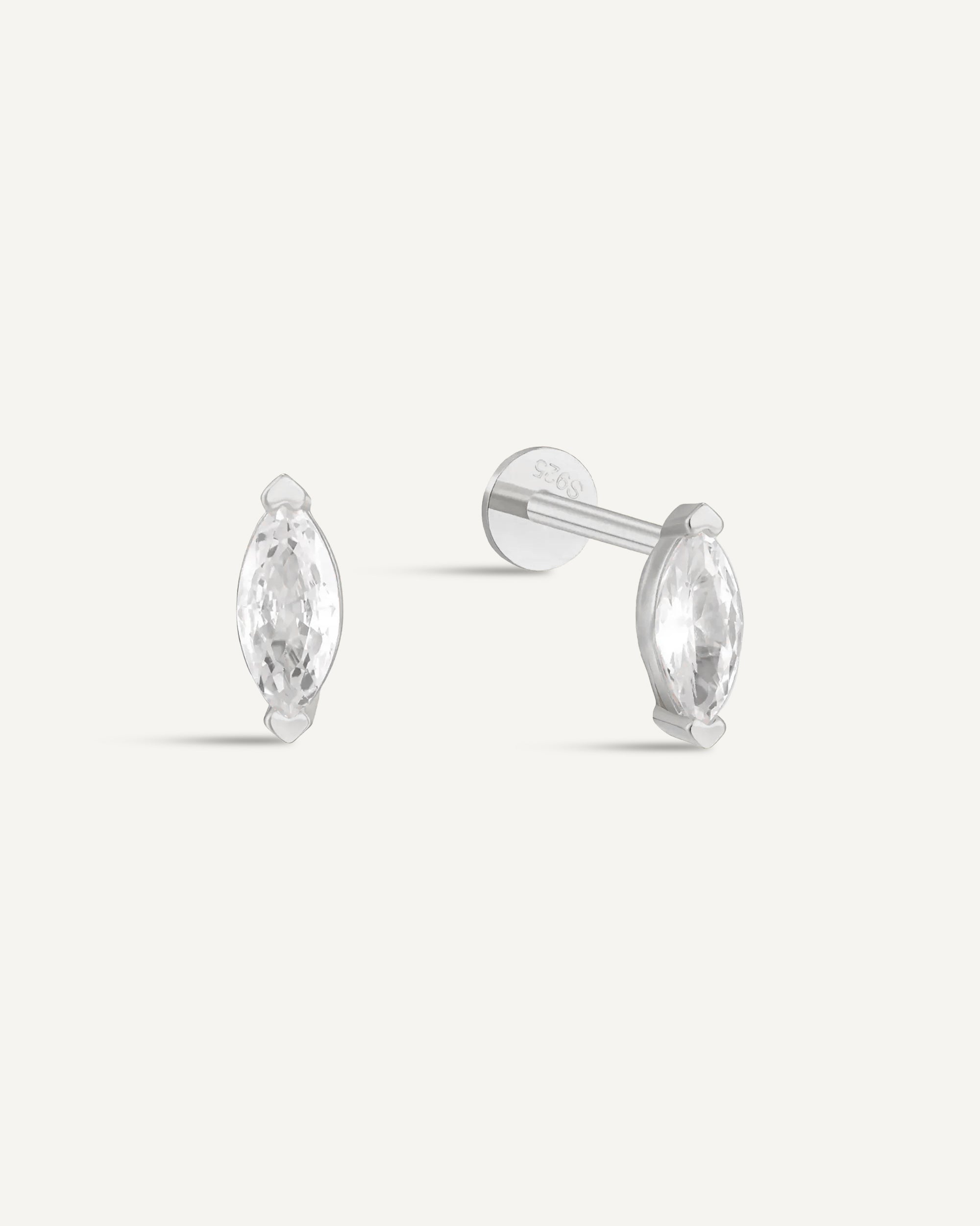 Crystal Marquise Flat Back Stud in Silver