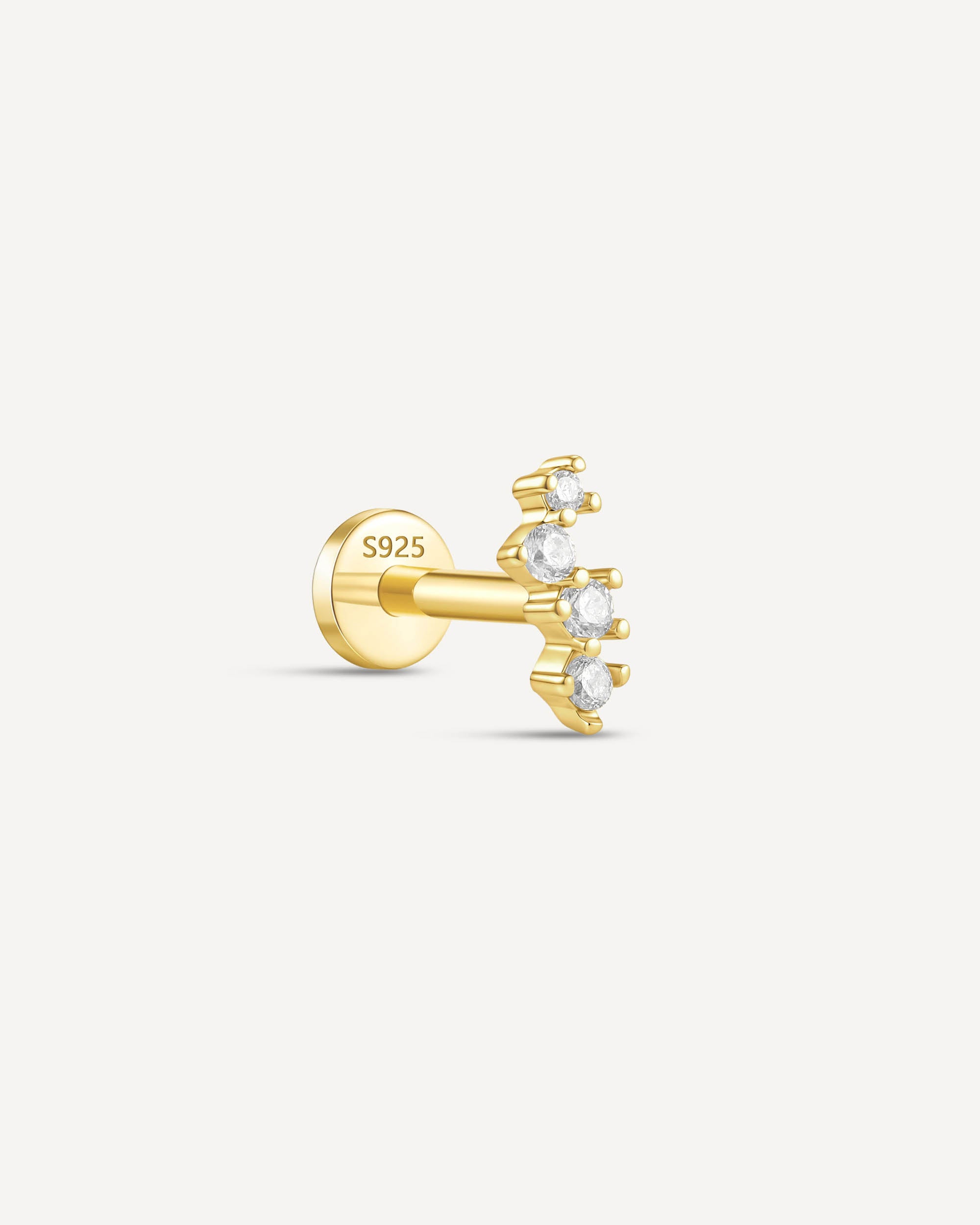 Crystal Curve Flat Back Stud In Gold