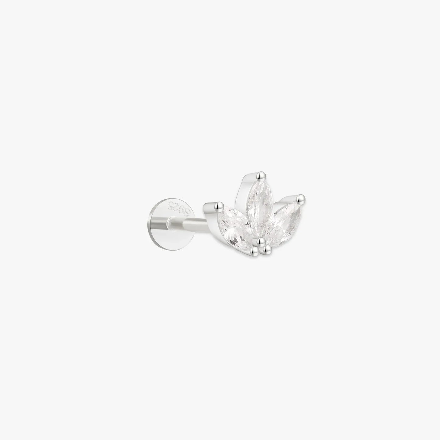 CZ Marquise Flat Back Studs in Silver
