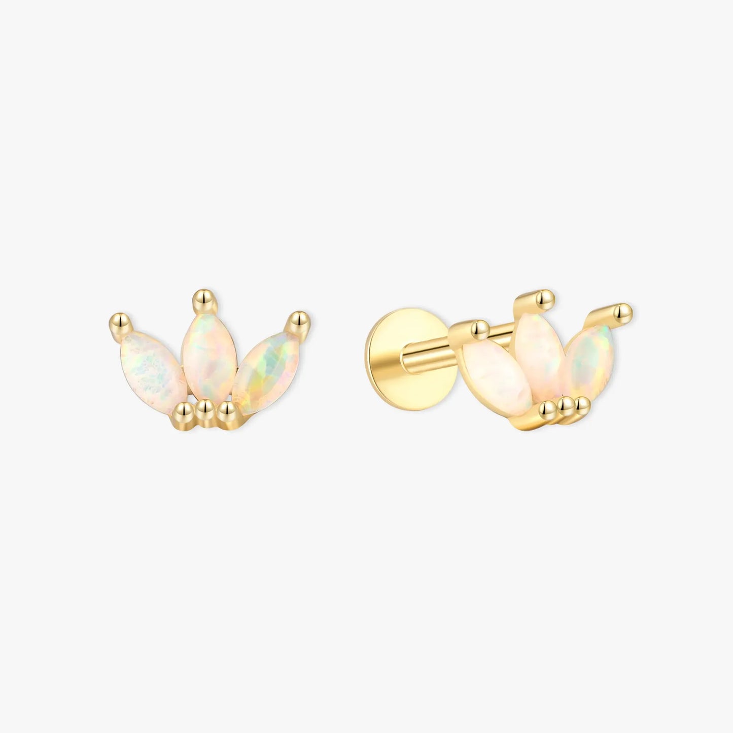 Opal Marquise Cluster Flat Back Stud in Gold