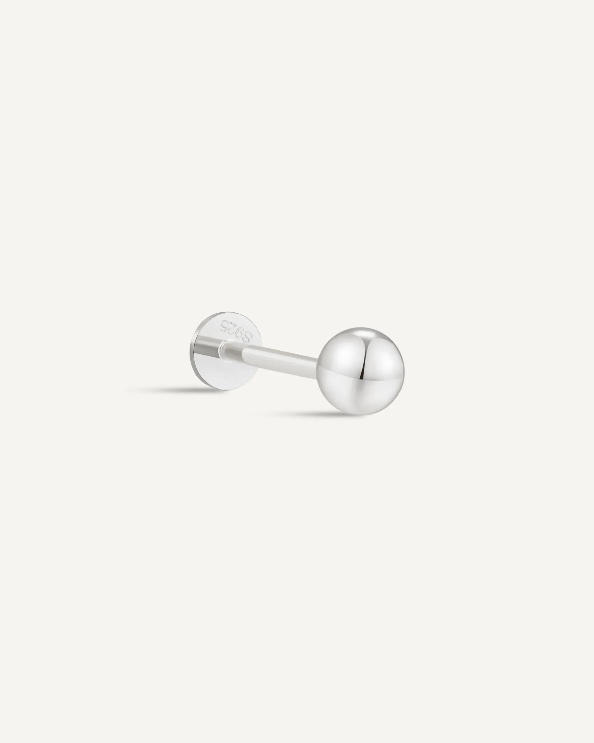 Classic Plain Ball Flat Back Stud In Silver