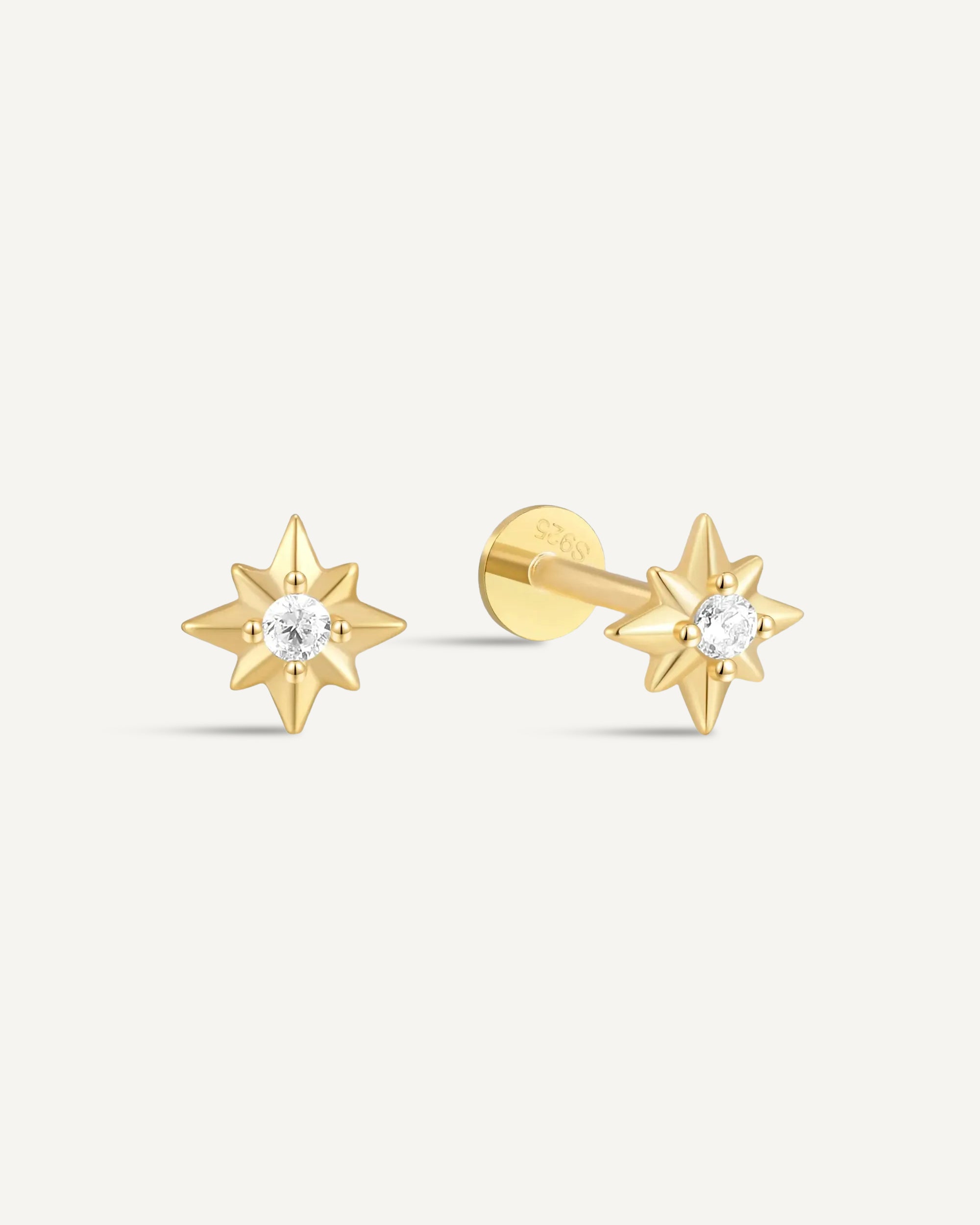 Starburst Crystal Flat Back Studs in Gold