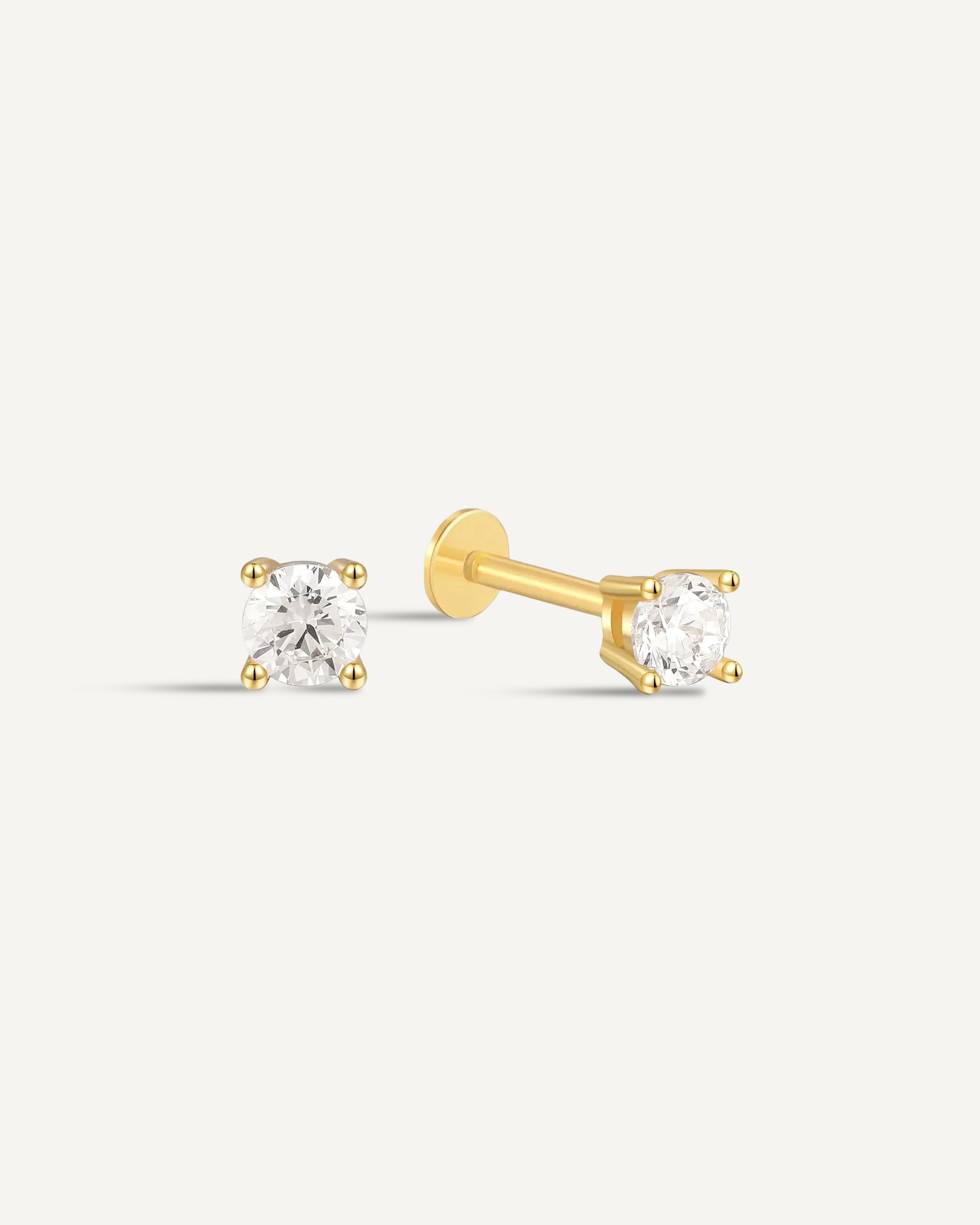 Essential Flat Back Diamond Studs In Gold