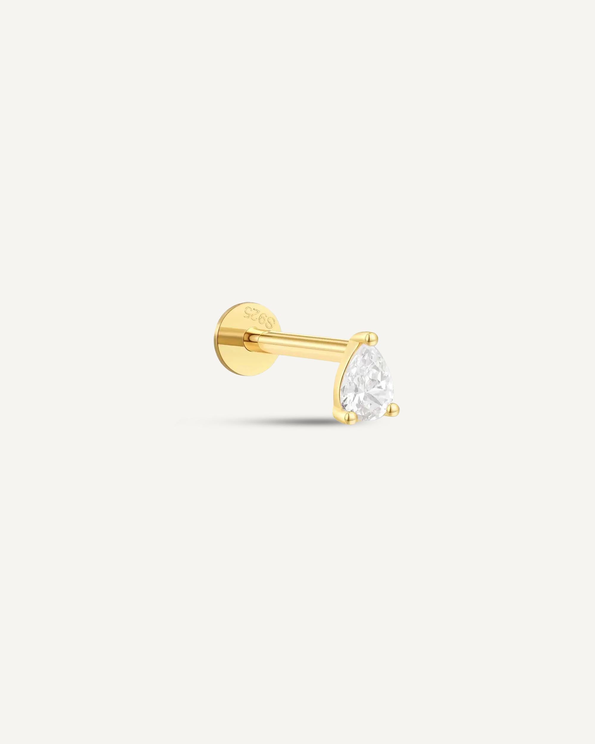 CZ Teardrop Flat Back Studs In Gold